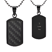 Men's Black Carbon Fibre Pendant Etched 'I Love You'