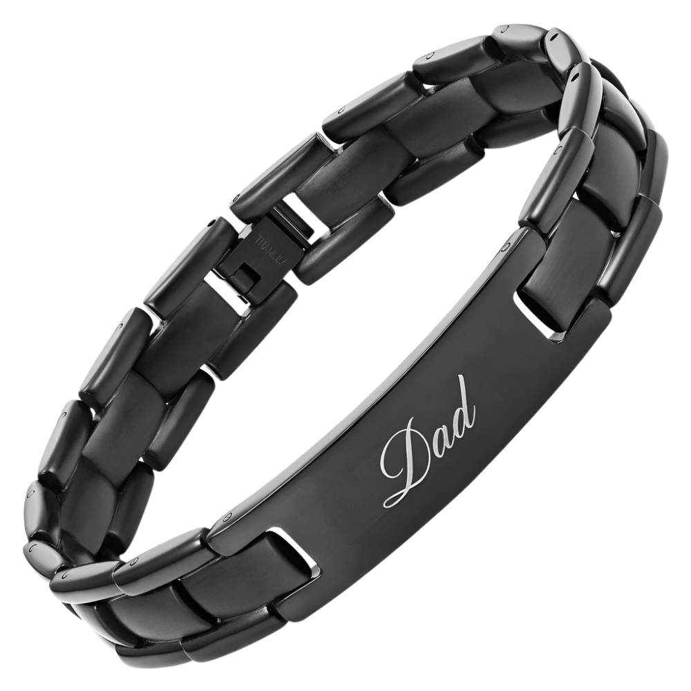 Willis Judd Men's Titanium Bracelet - Engraved 'Best Dad Ever', Adjustable Size With Tool, Gift Box & Polishing Cloth
