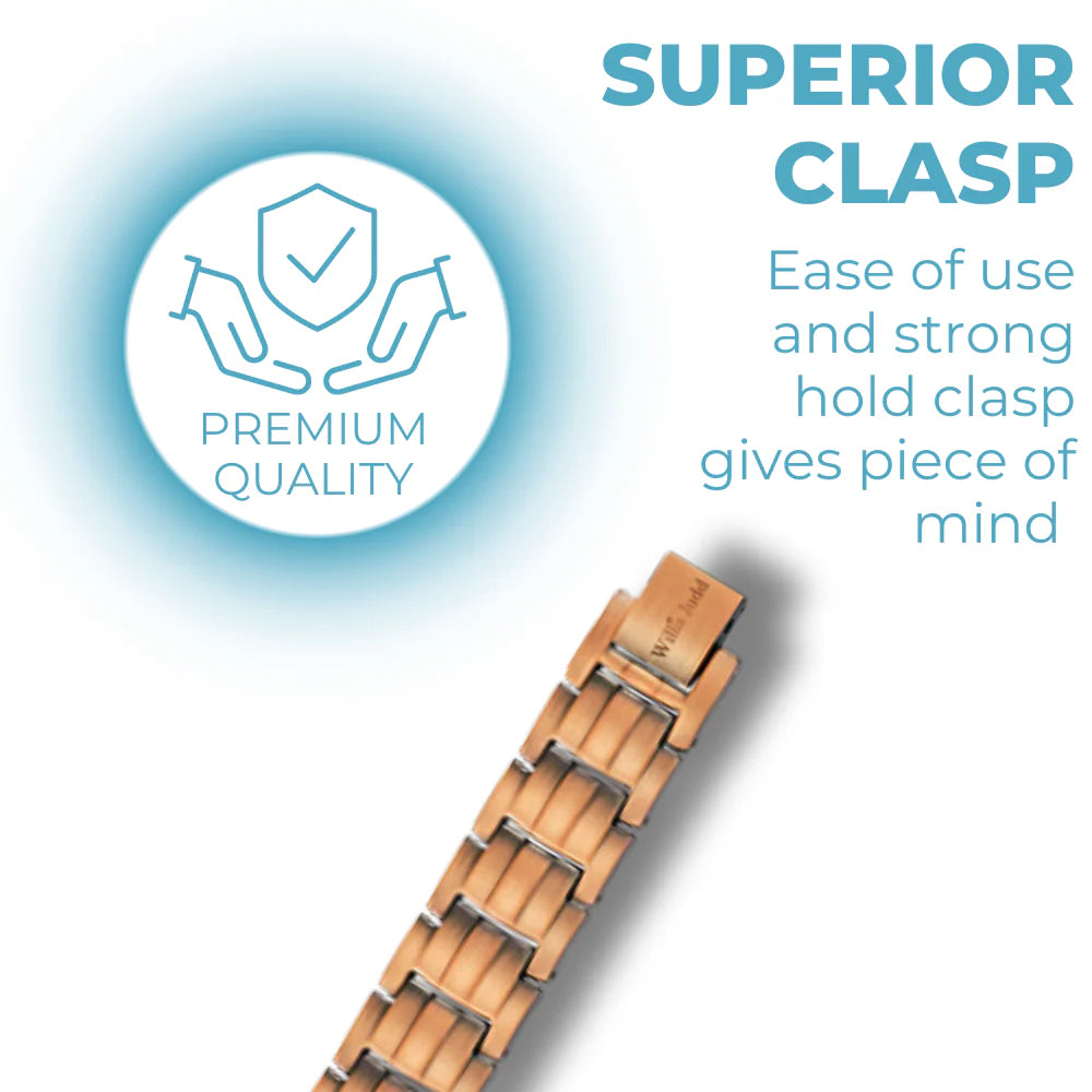 Mens Copper Double Row Magnetic Bracelet Size Adjustable By Willis Judd