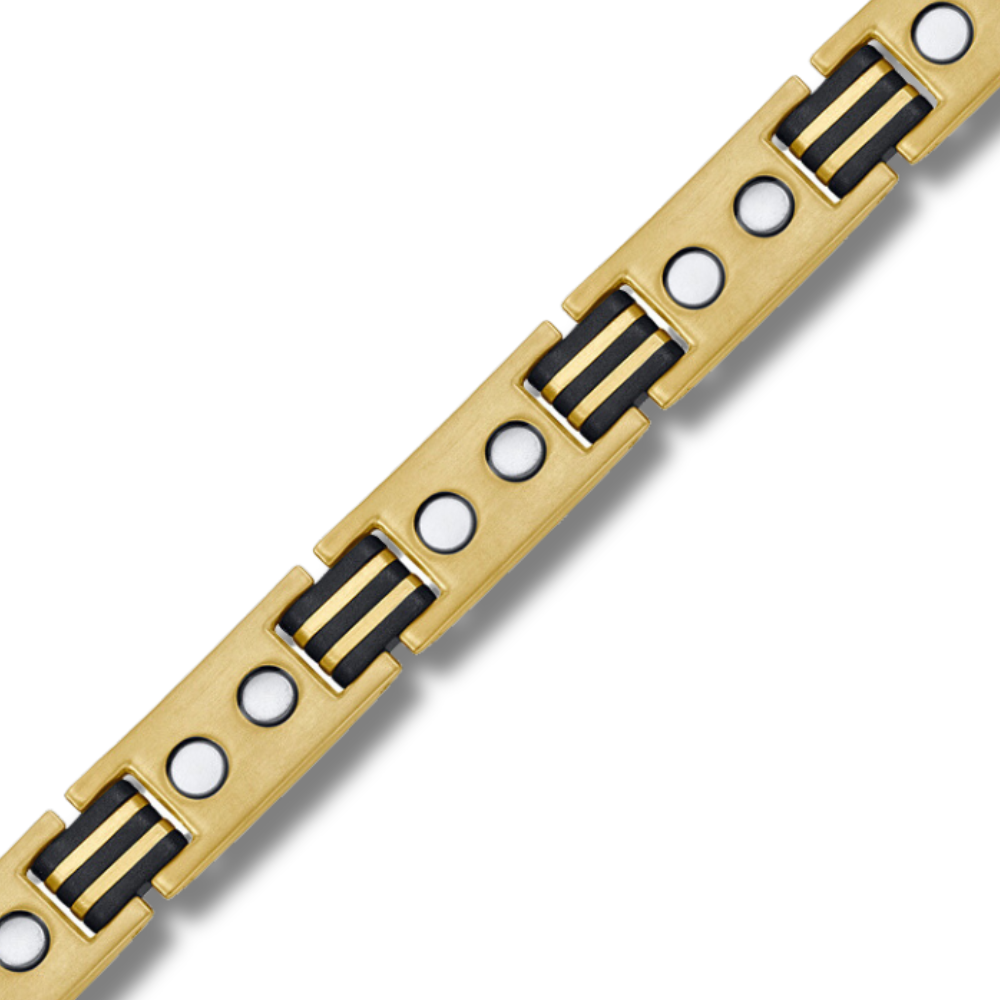 Mens Magnetic Bracelet, Gold with Carbon Fiber, Size Adjustable By Willis Judd