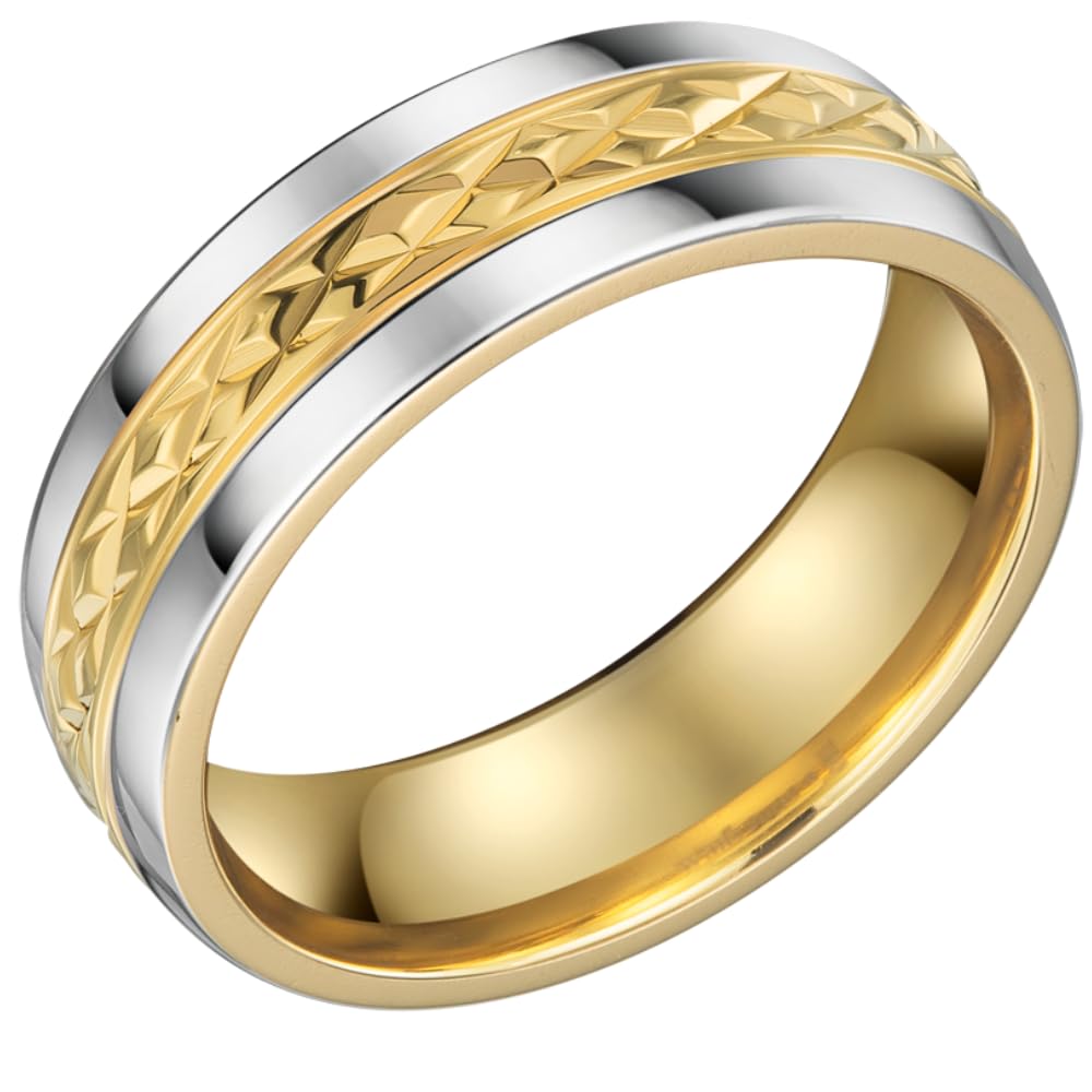 Mens 7mm Titanium Band Ring Two Tone