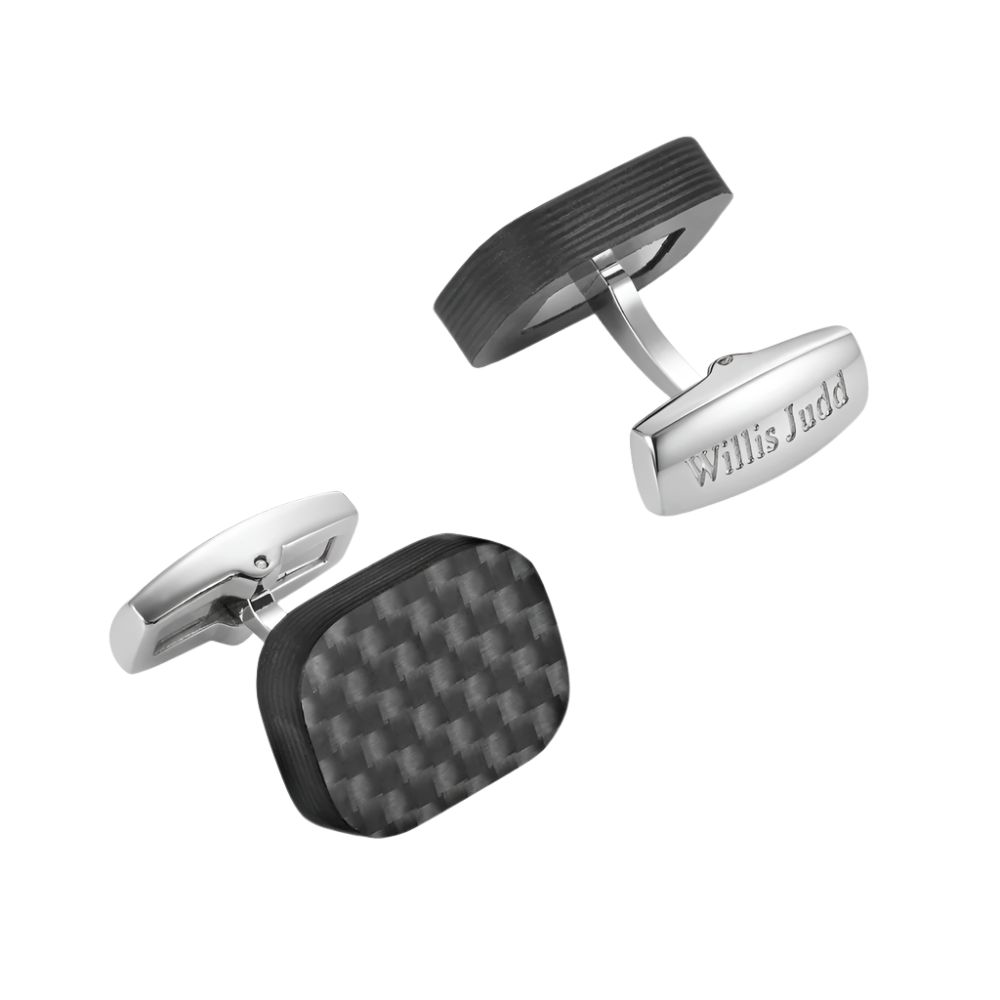 Willis Judd Mens Pure Solid Carbon Fiber Cuff Links