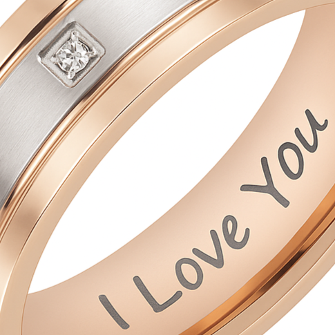 Mens Rose Gold Ring Engraved I Love You