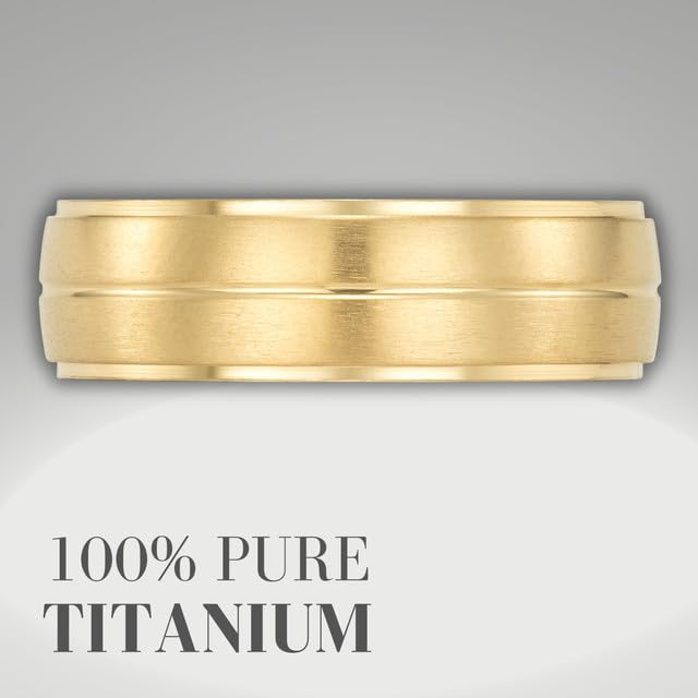 Willis Judd Titanium Mens Gold Ring Engraved I Love You in Wooden Gift Box 7mm