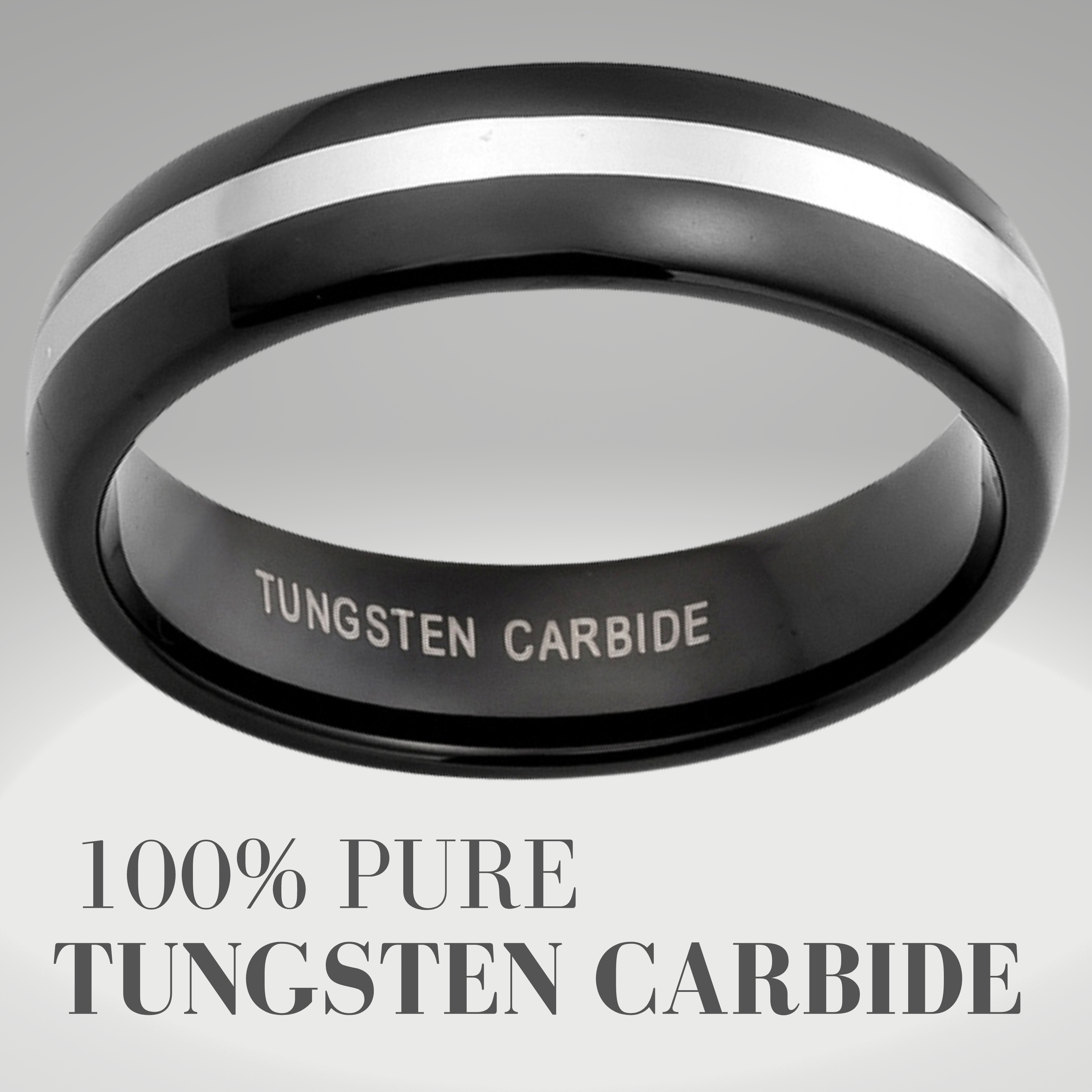 Men's Tungsten Carbide Ring Two Tone Black