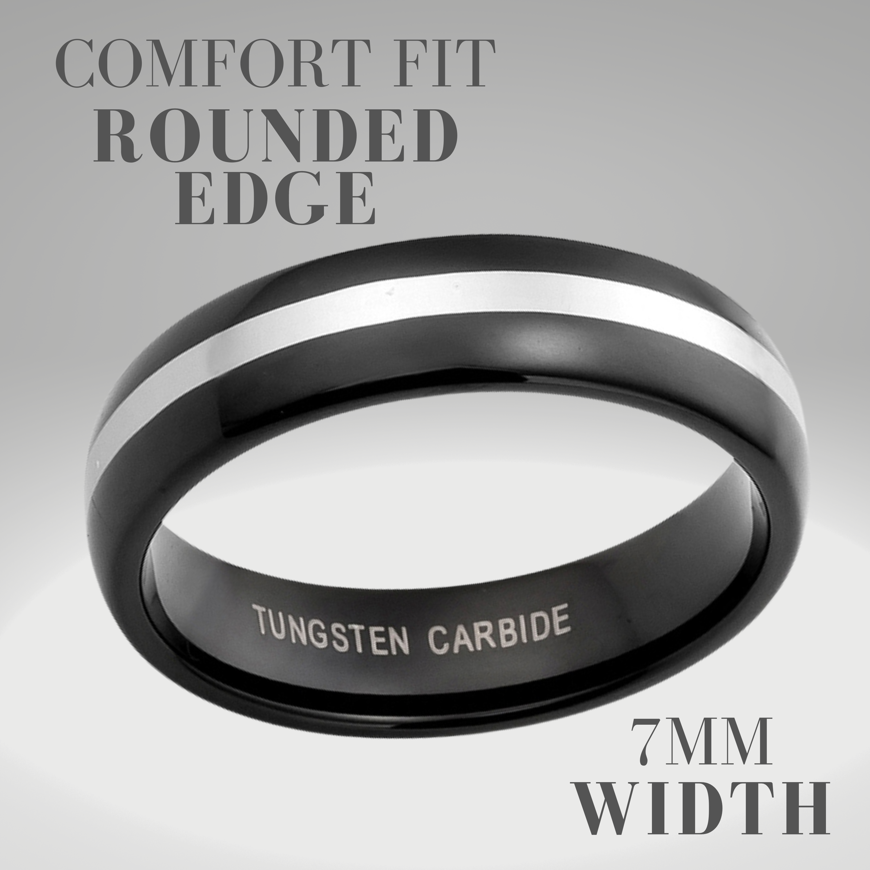 Men's Tungsten Carbide Ring Two Tone Black