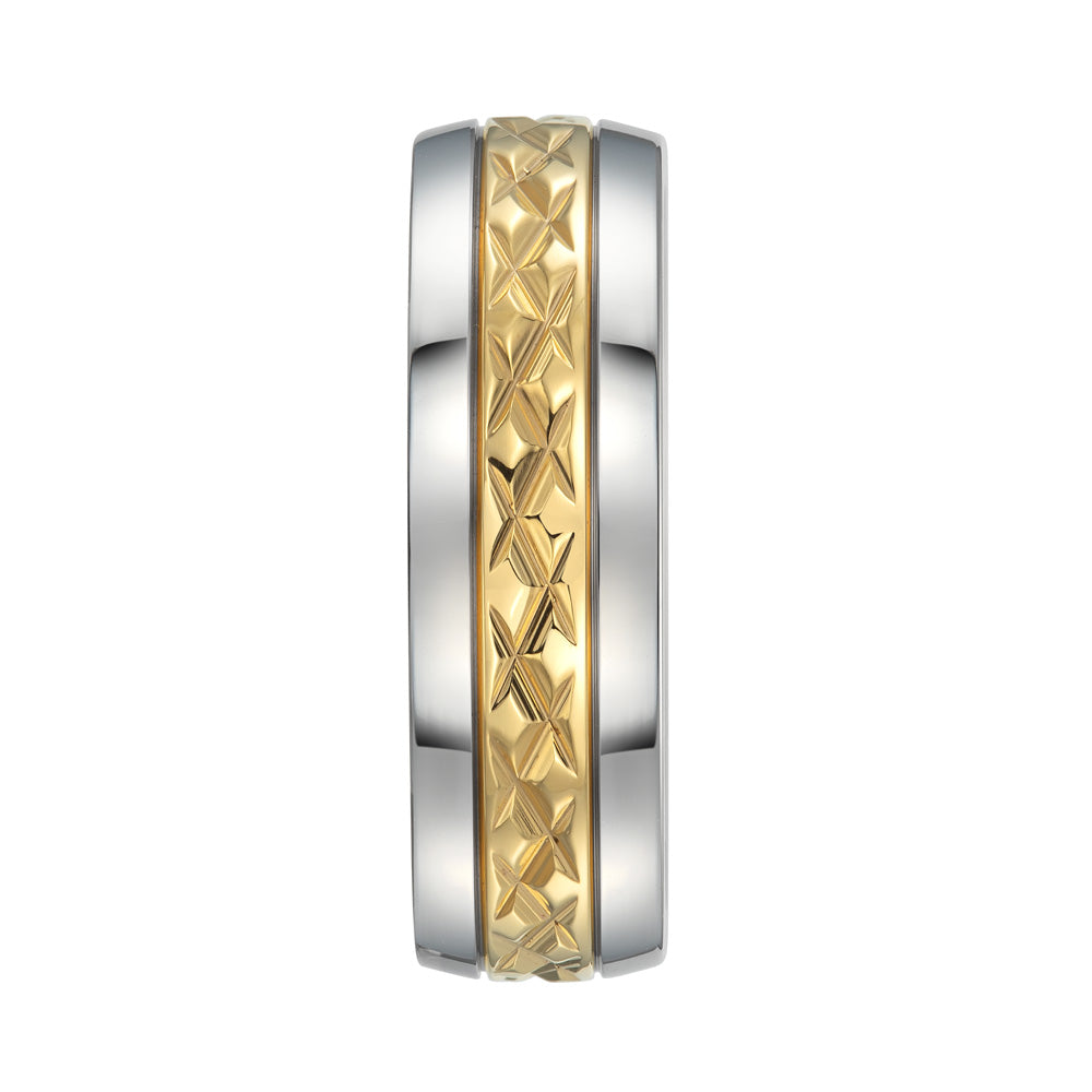 Mens 7mm Titanium Band Ring Two Tone