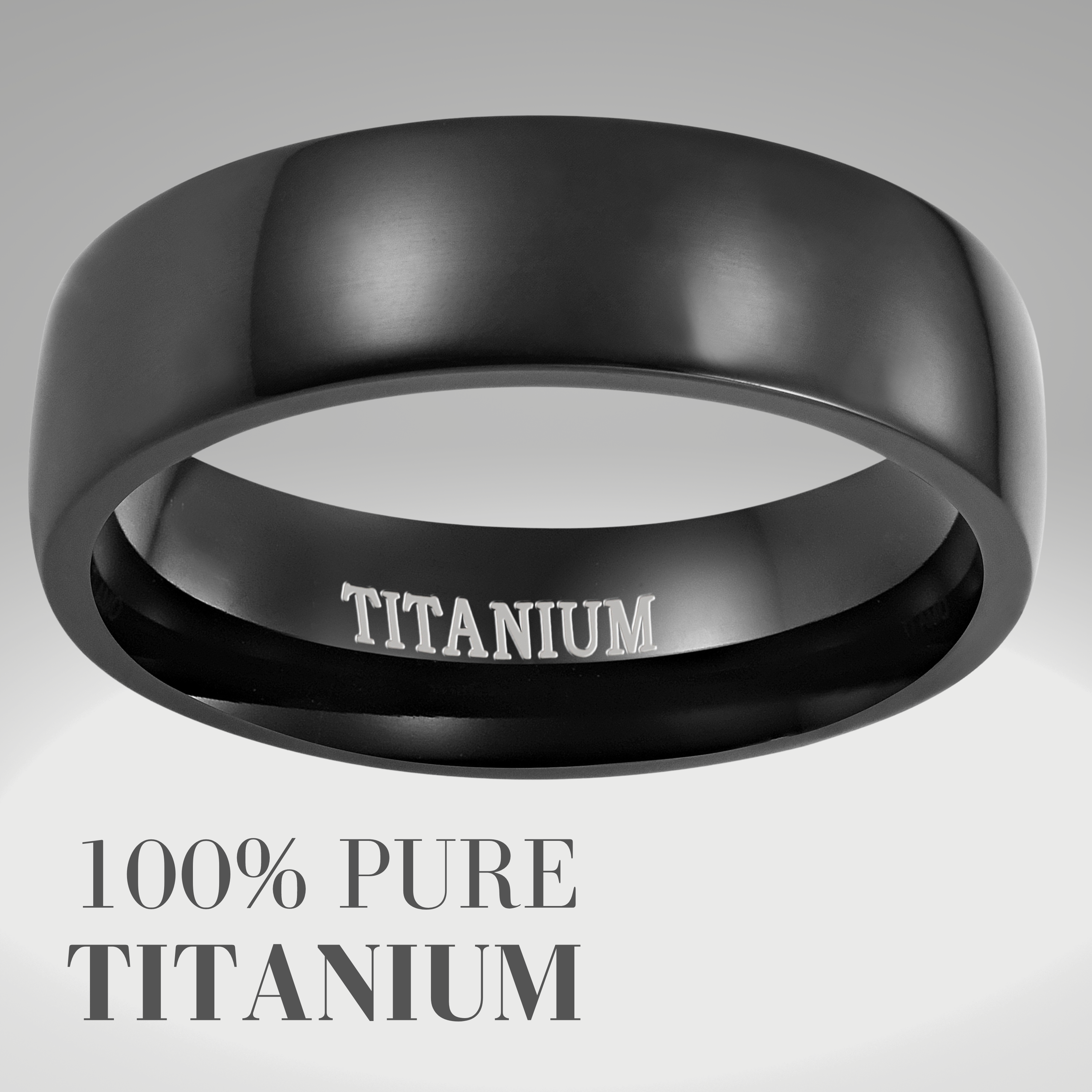 Men's 7mm Black Titanium Band Ring