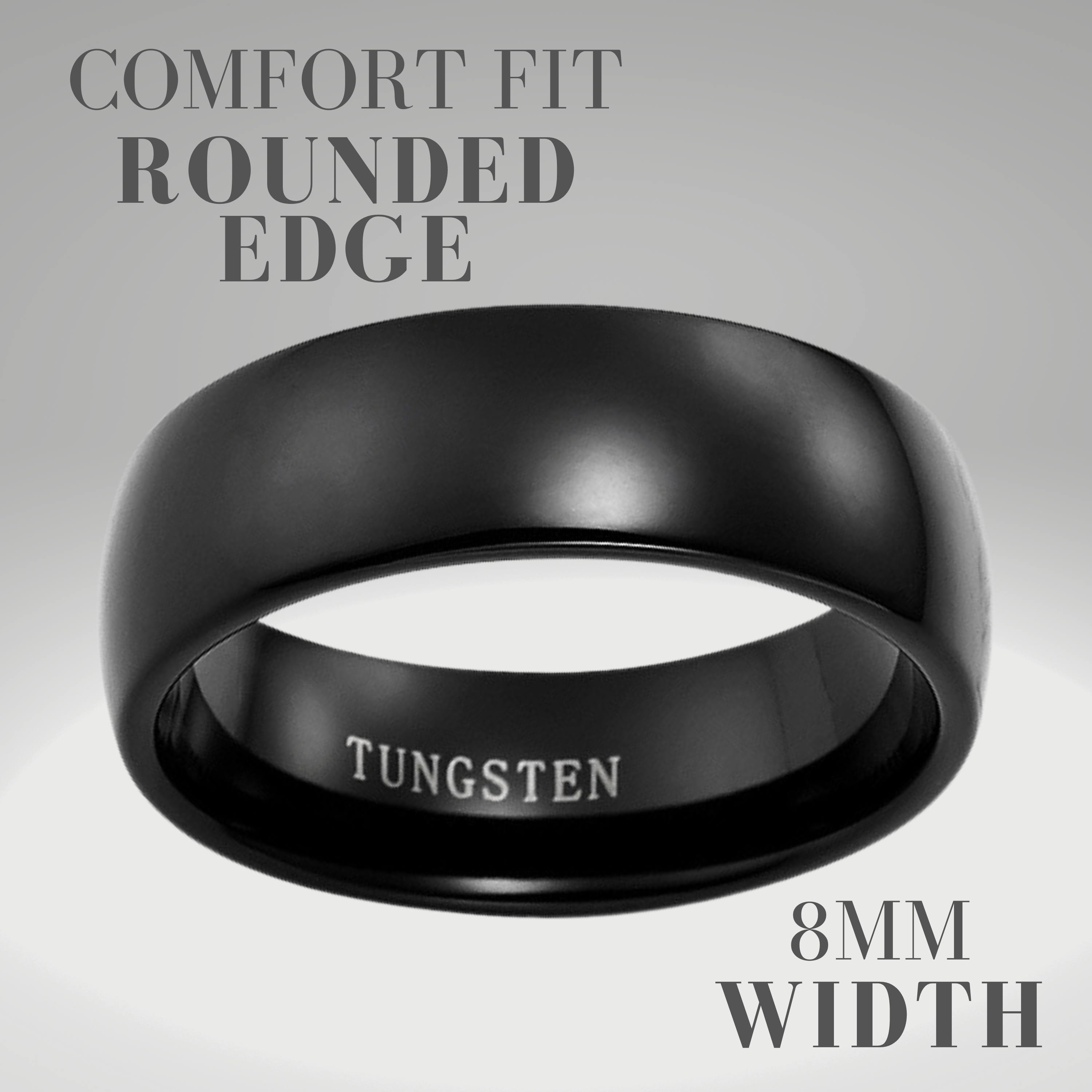 Men's 8mm Black Tungsten Ring