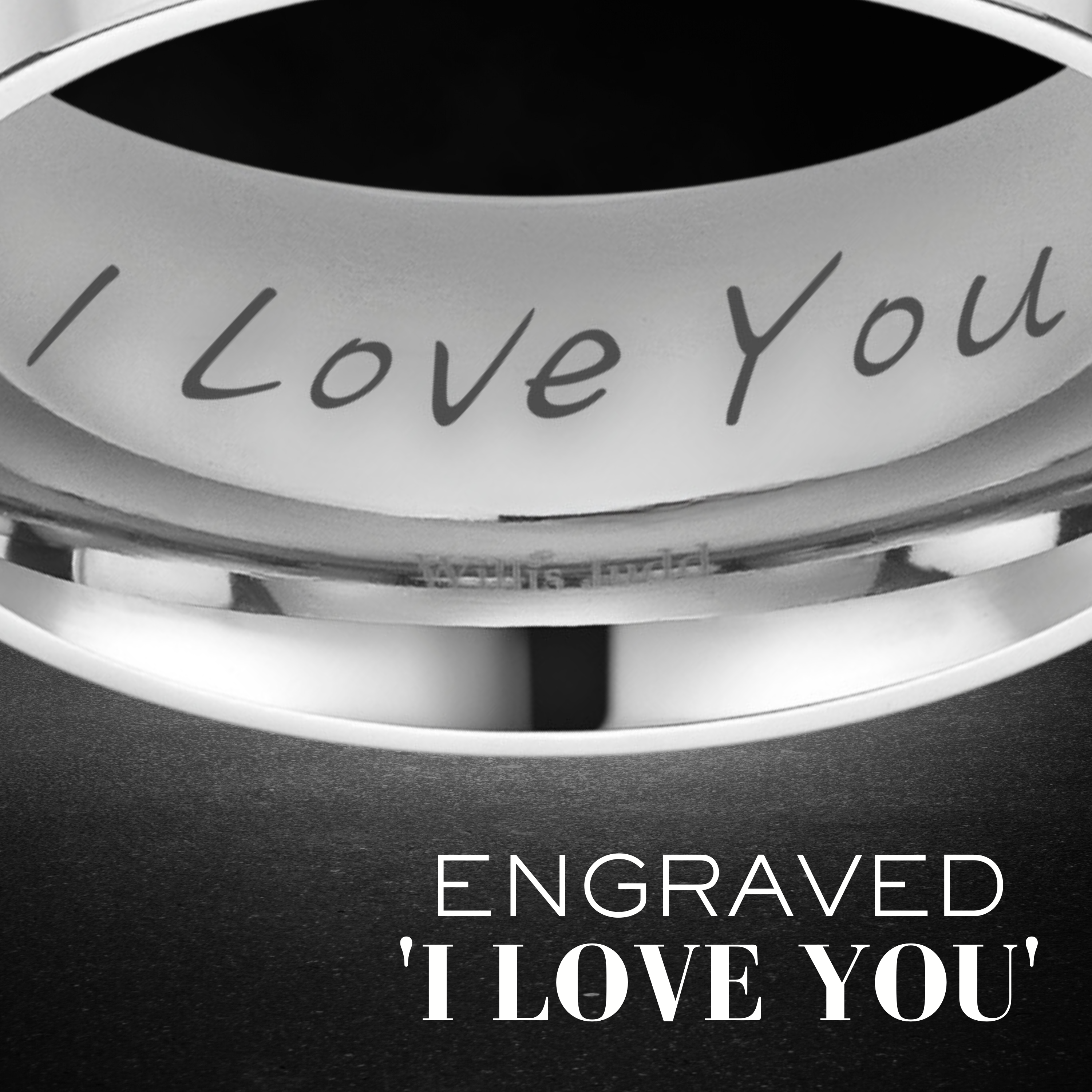 Mens Titanium Ring Etched I Love You 8mm