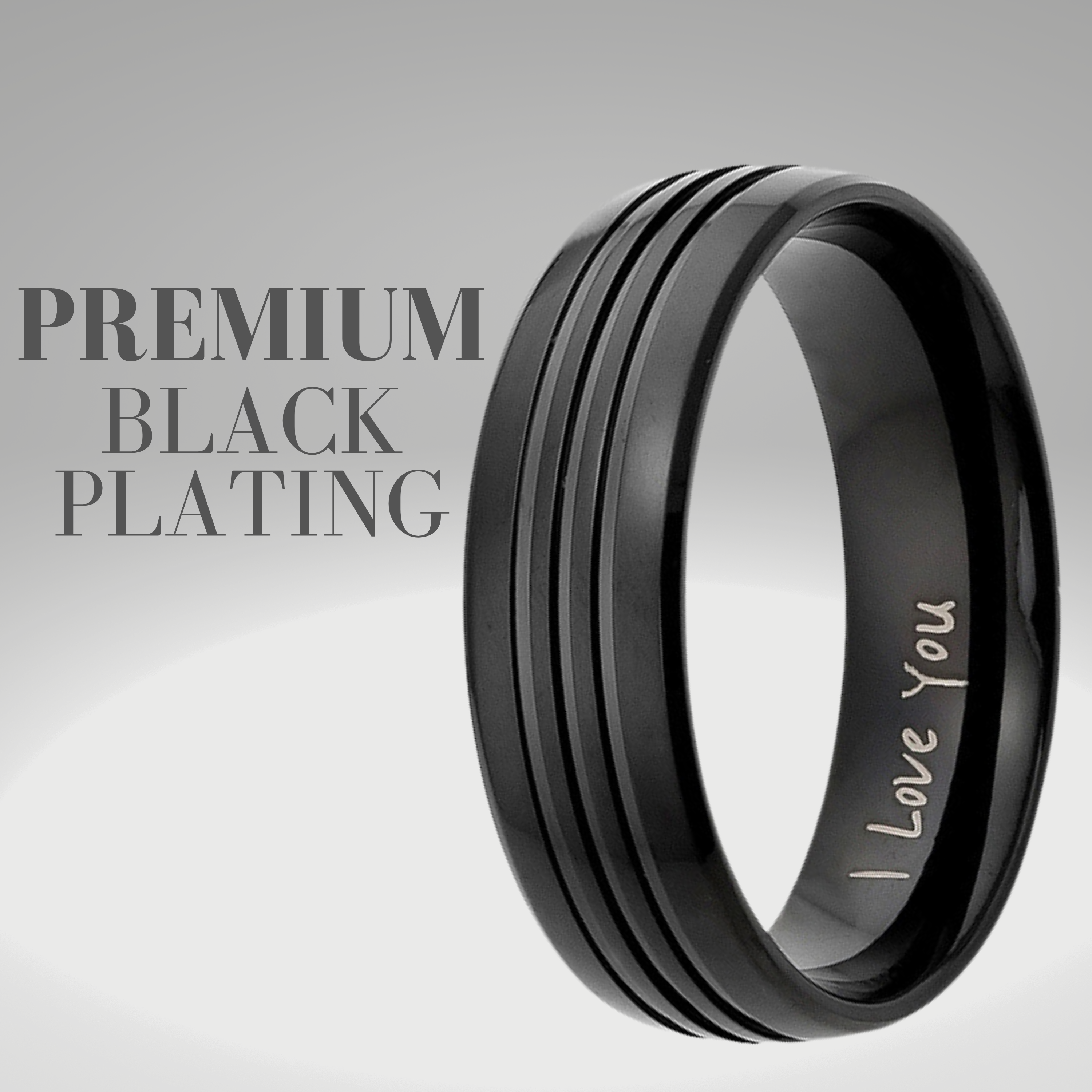 Mens Titanium Ring Etched I Love You 8mm