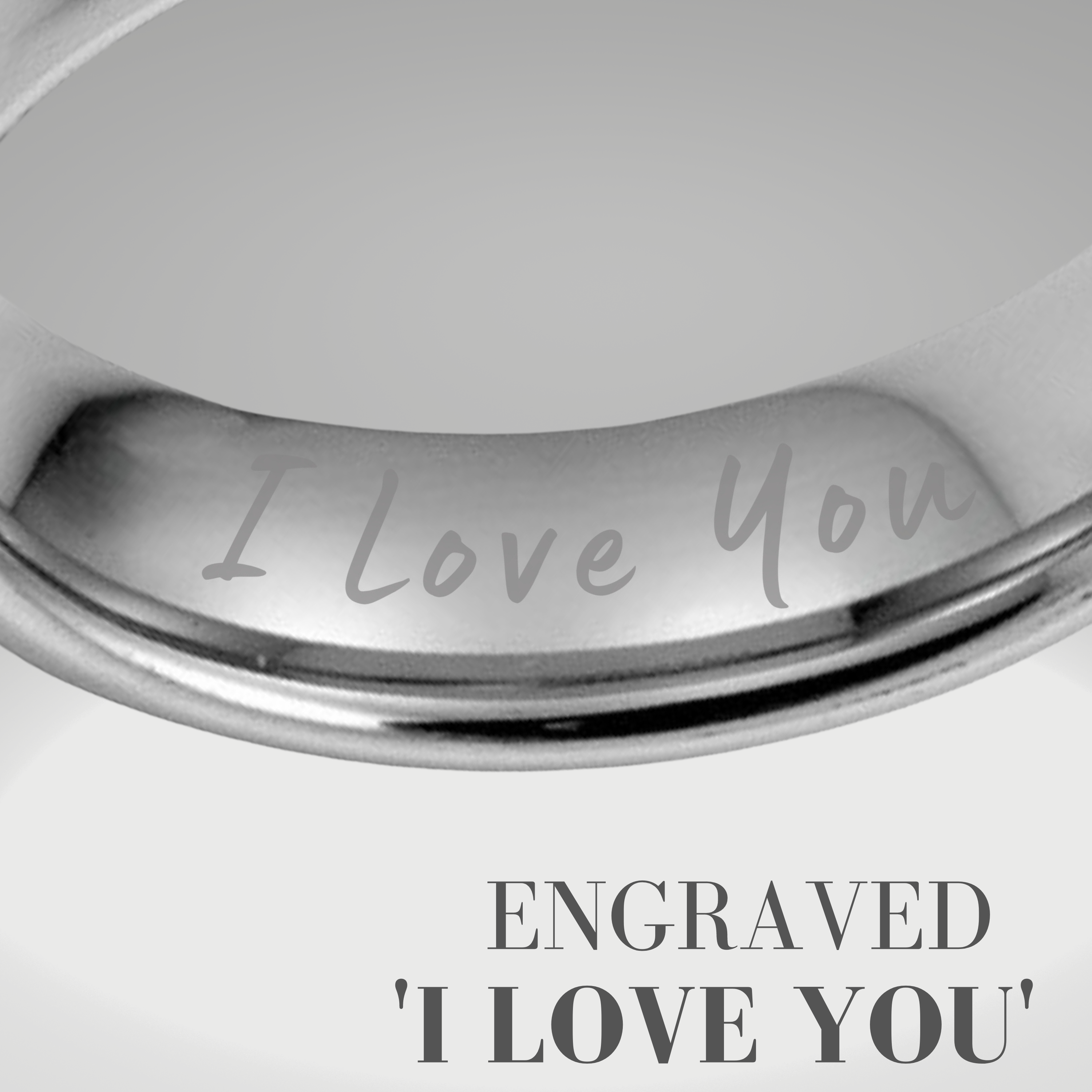 Men's Ring Etched I Love You - Tungsten 7mm