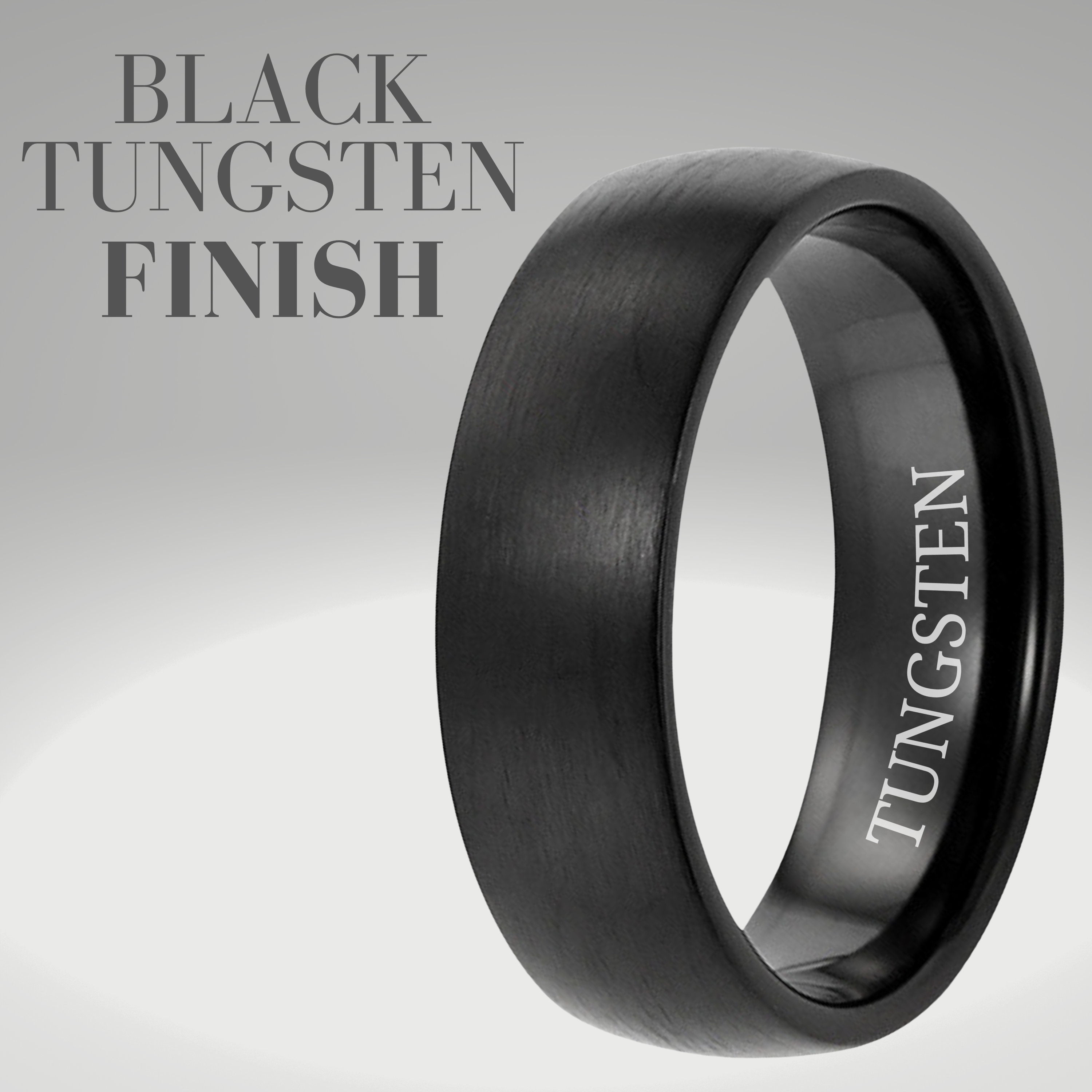 Men’s 7mm Black Tungsten Ring Etched I Love You