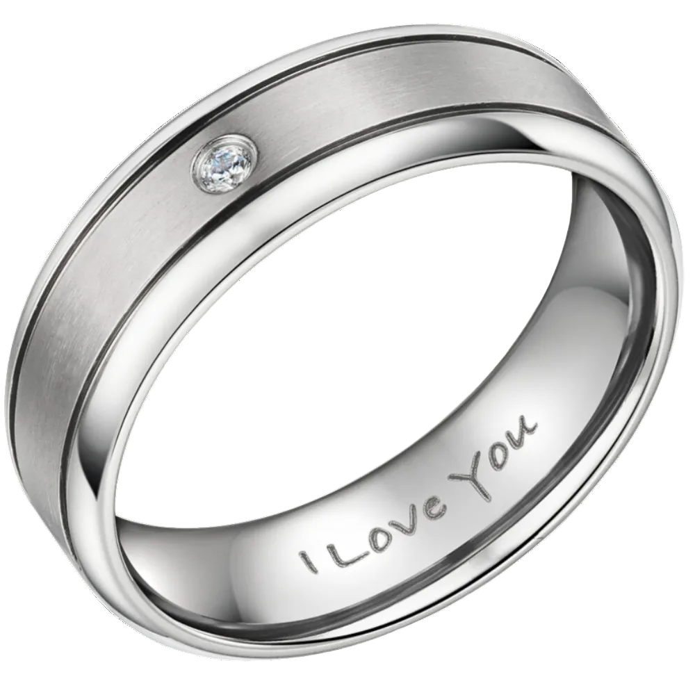 Mens Titanium Ring Engraved I Love You 7mm