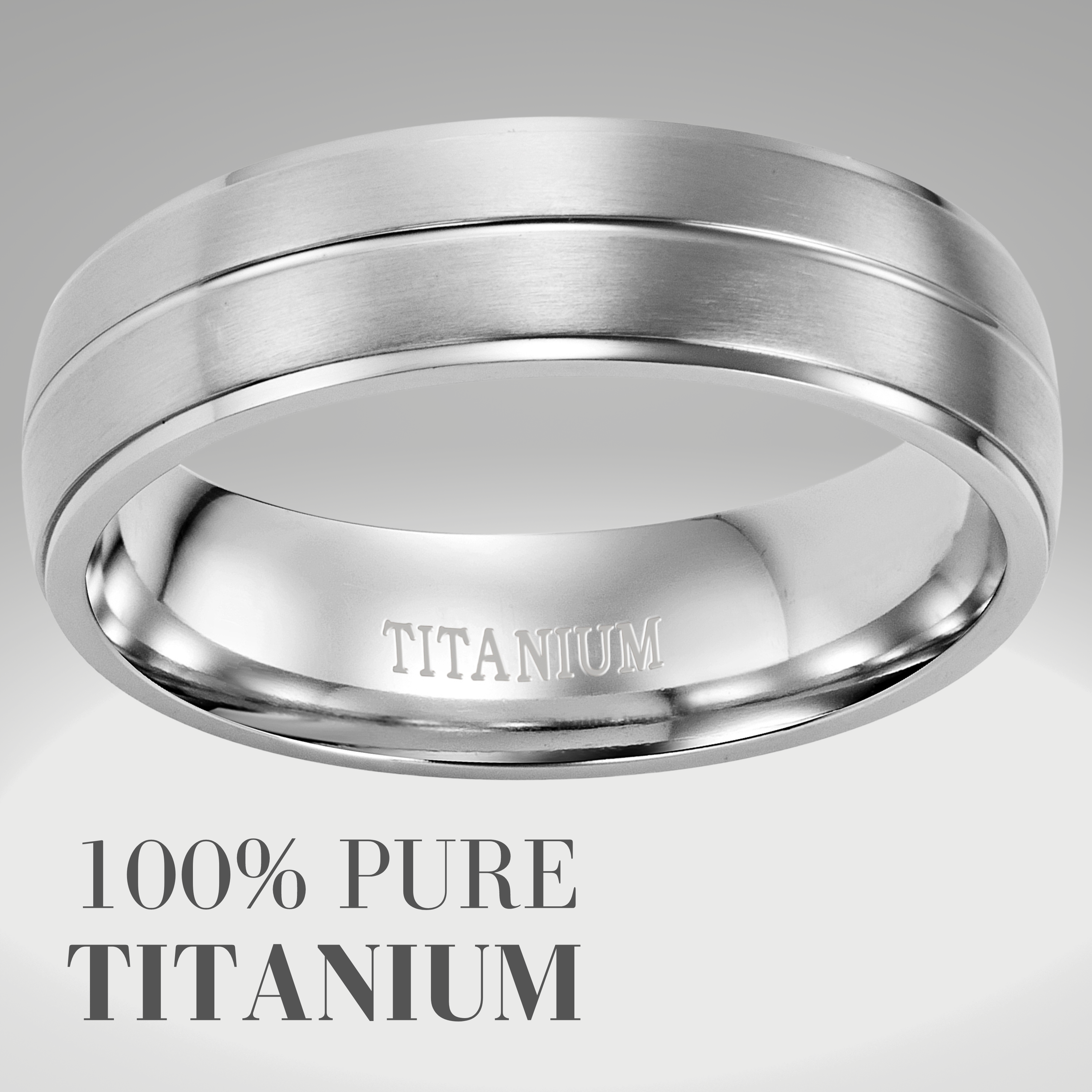 Mens Titanium Ring Etched I Love You with CZ Stone