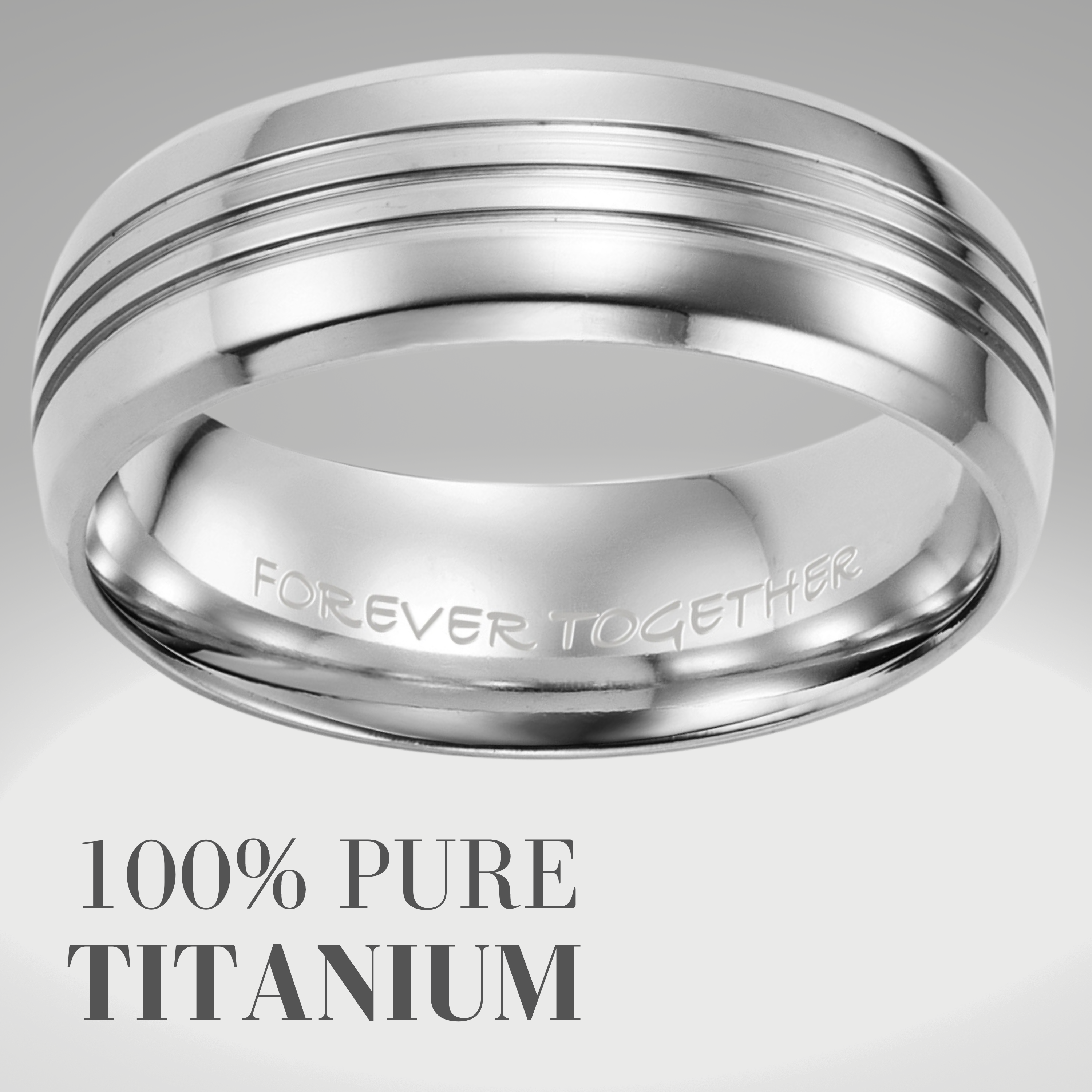 Mens Titanium Ring Etched Forever Together 8mm
