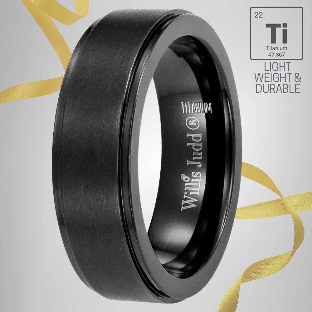 DAD Black Titanium Ring 7mm Etched Love You Dad