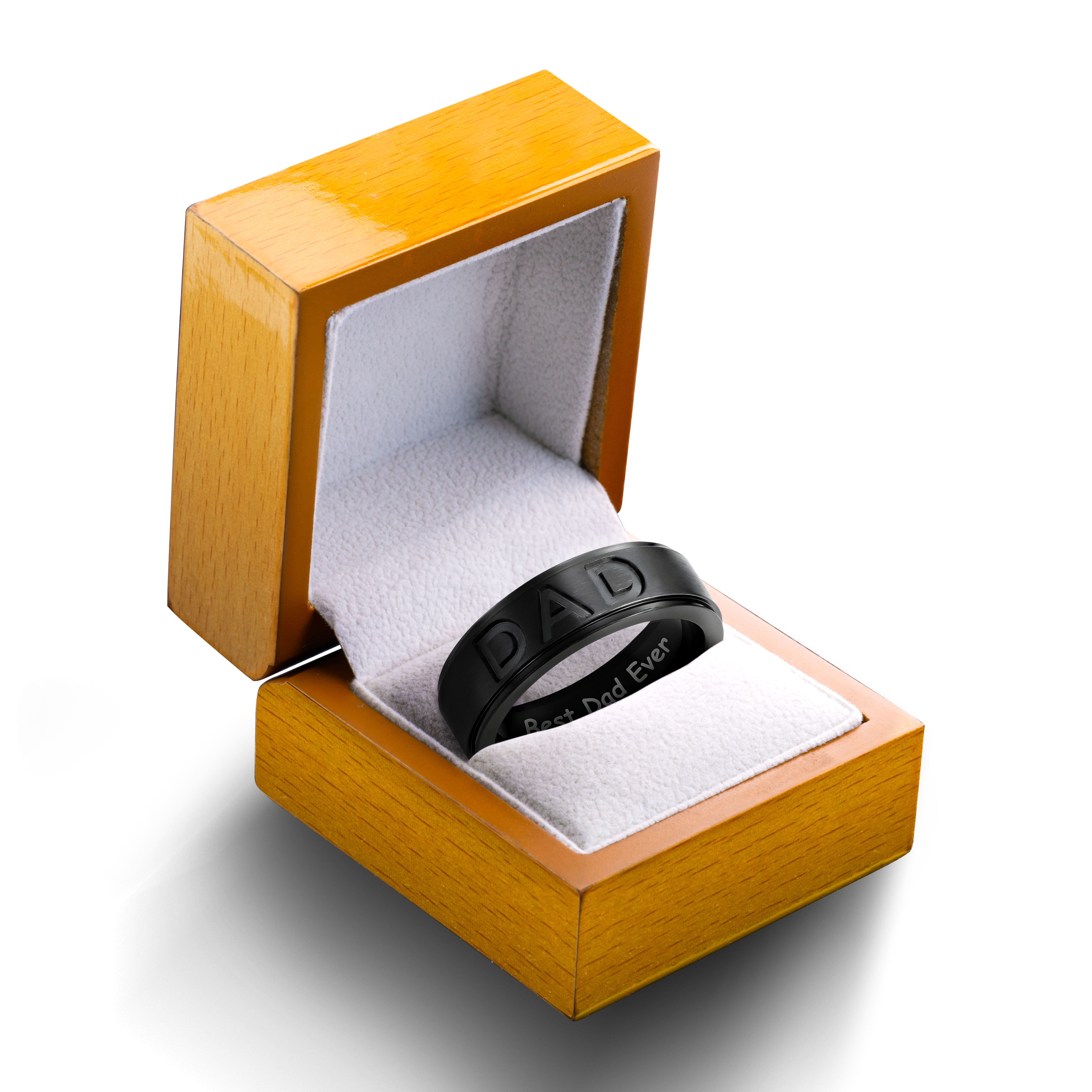 Mens Dad Ring Engraved Best Dad Ever Black