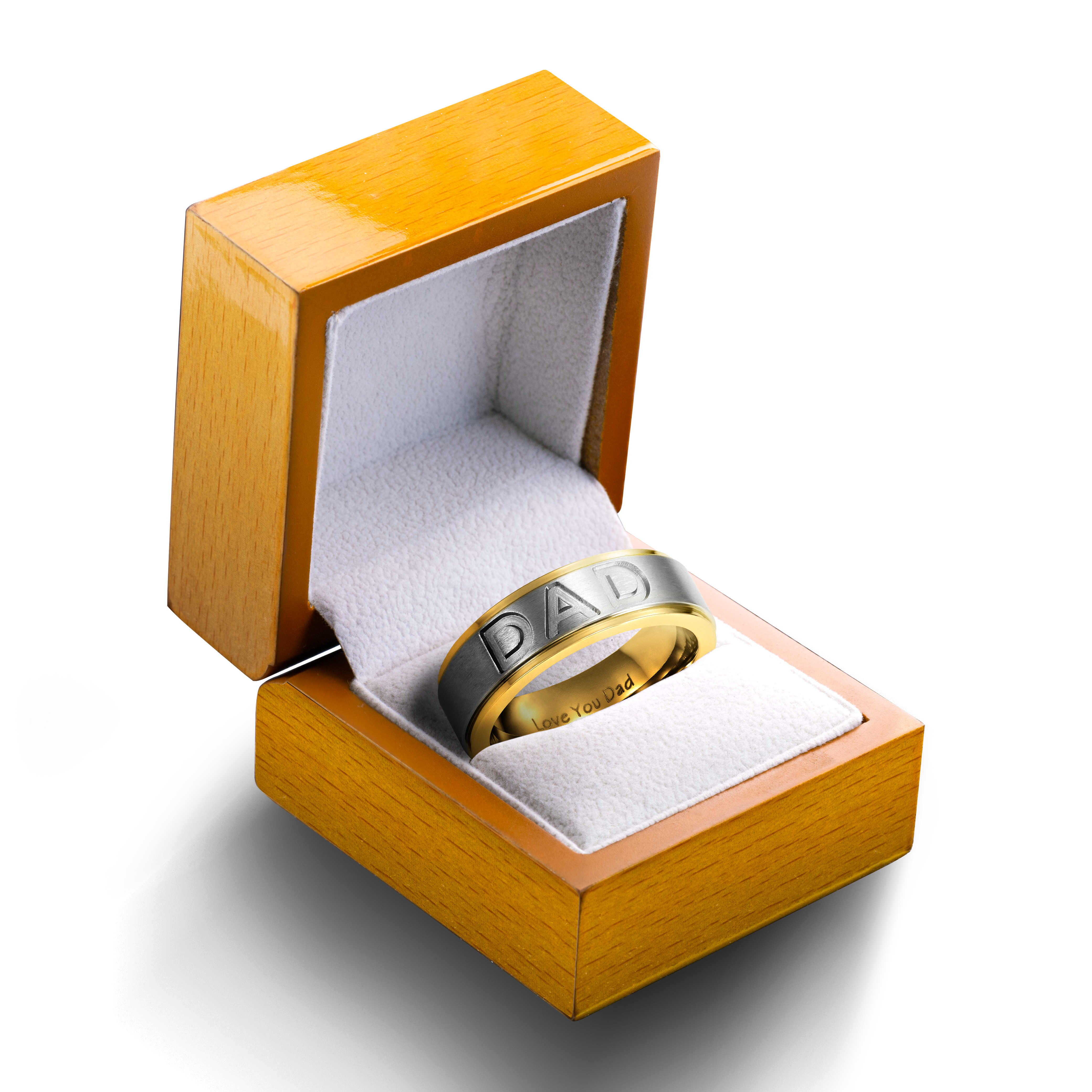 Mens Dad Ring Engraved Love You Dad Gold / Silver