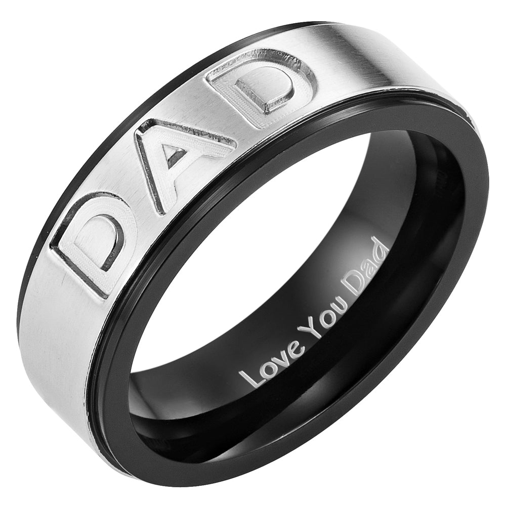Men's Dad Titanium Etched Ring - Love You Dad