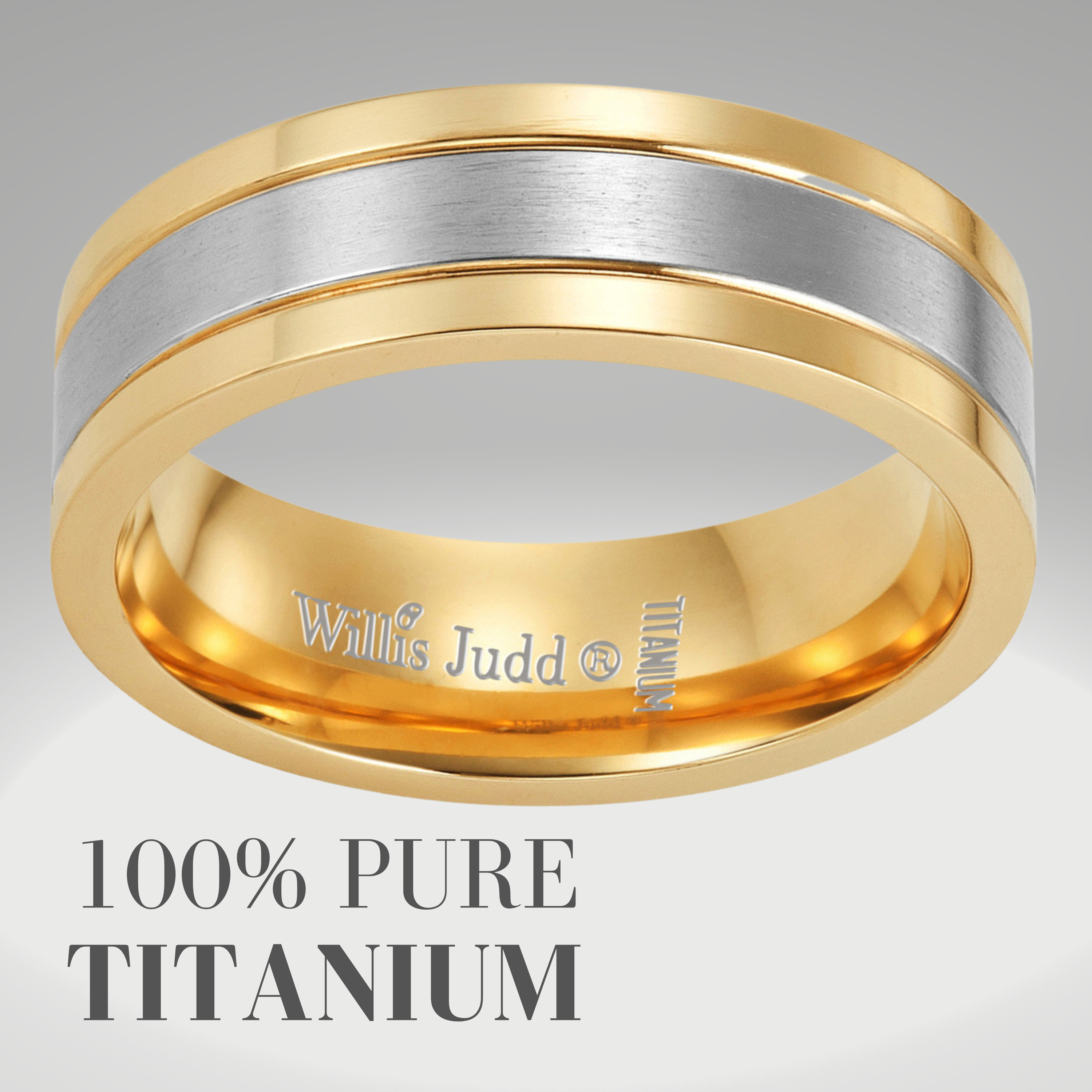 Mens CZ Stone Titanium Band Ring Etched I love You