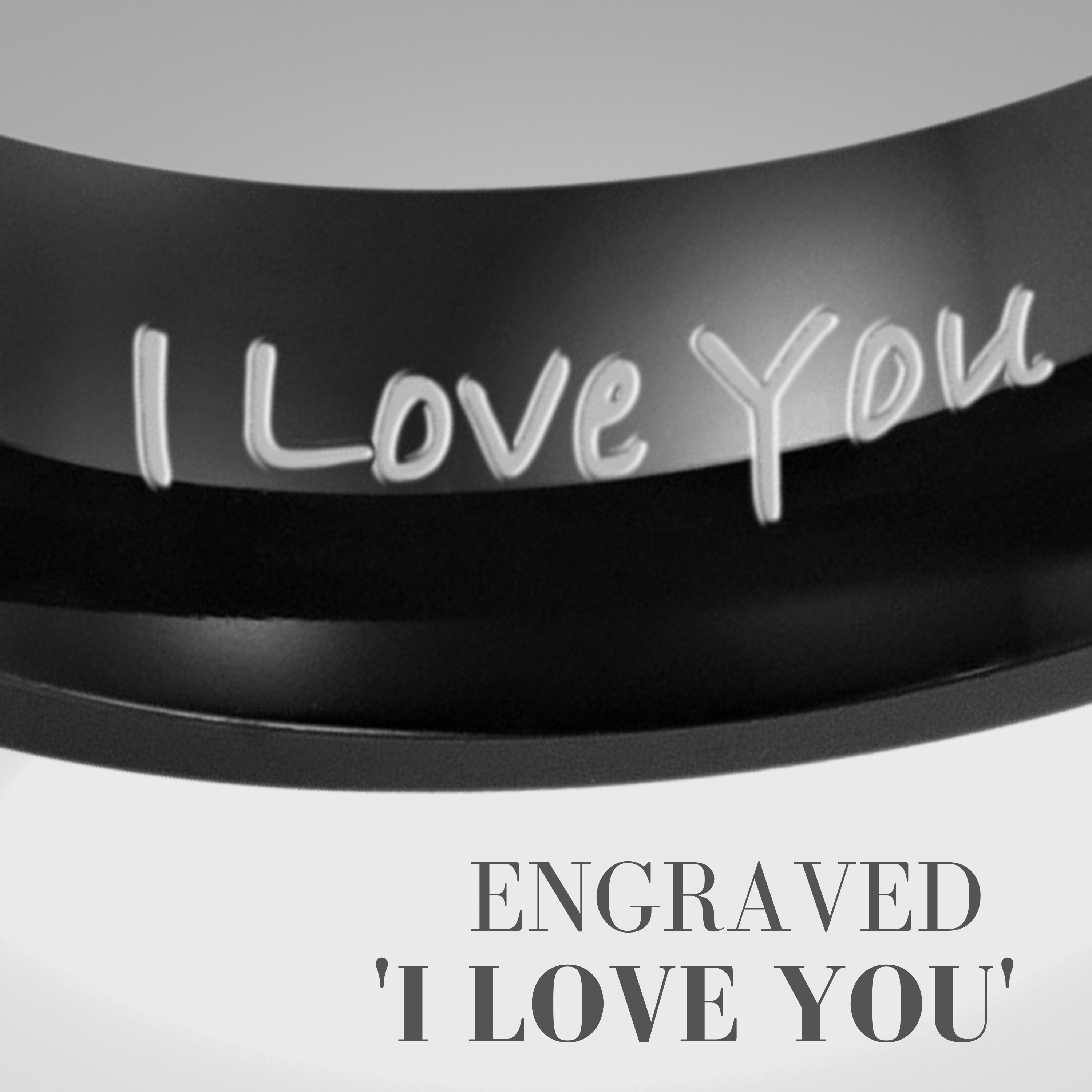 Mens Titanium Band Ring Etched I Love You