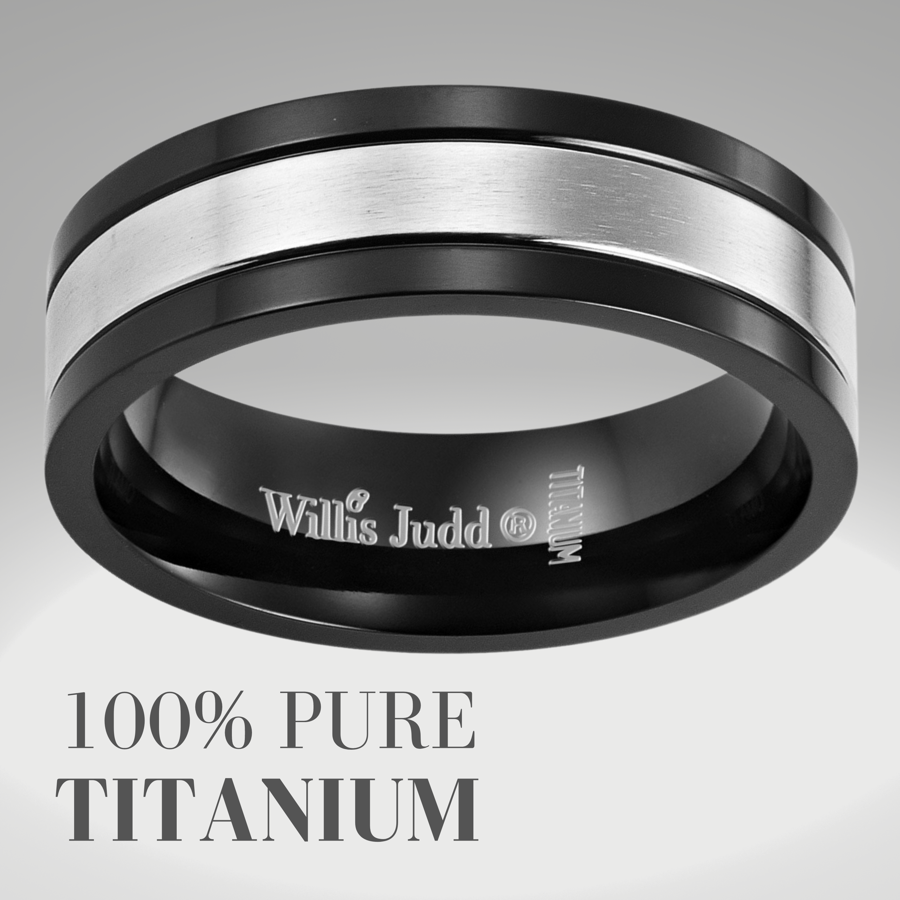 Mens Titanium Band Ring Etched I Love You