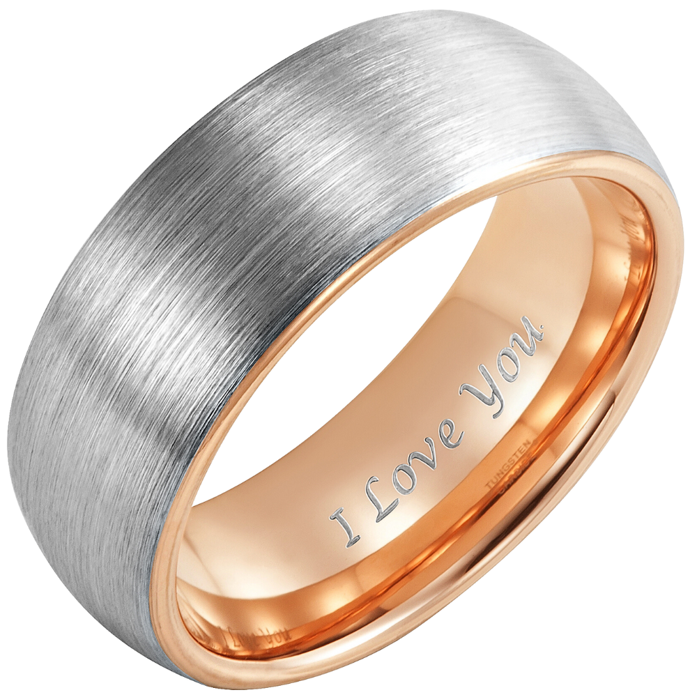 Mens Tungsten Ring Engraved I love You 8mm
