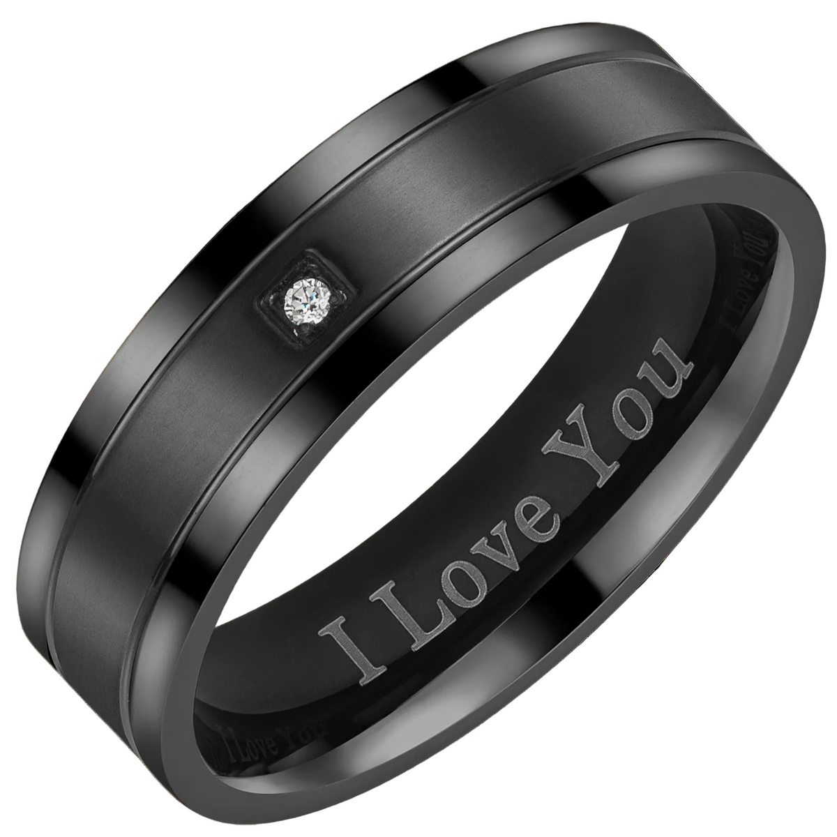 Mens Black Tungsten Ring Engraved I Love You Classic Wedding Ring Mens Black Tungsten Ring Engraved I Love You Classic Wedding Ring