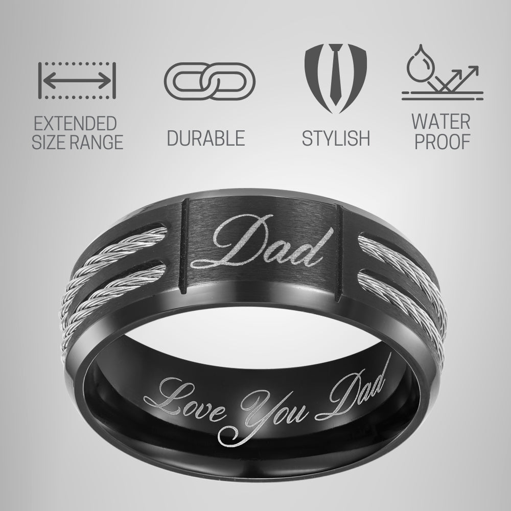 Mens Dad Ring Engraved Love You Dad