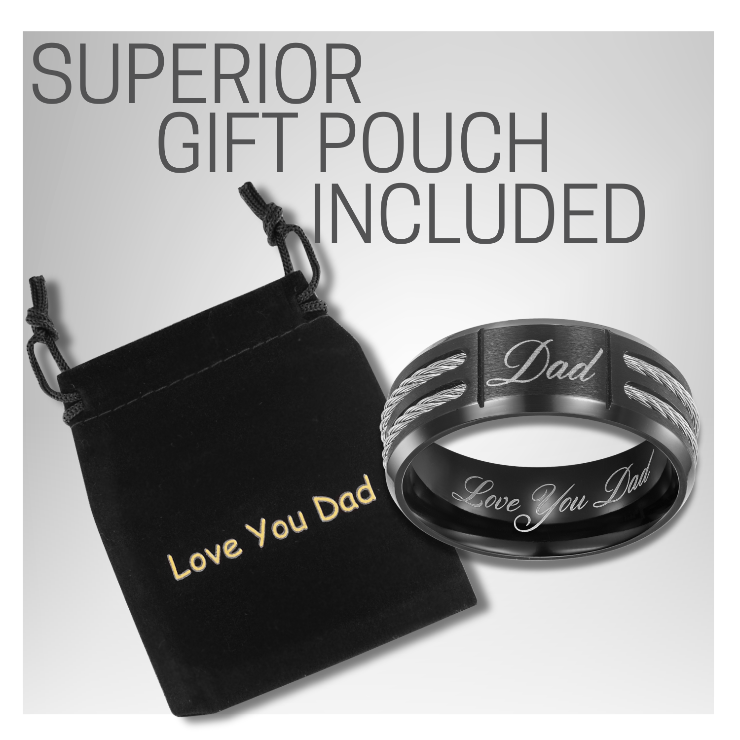 Mens Dad Ring Engraved Love You Dad
