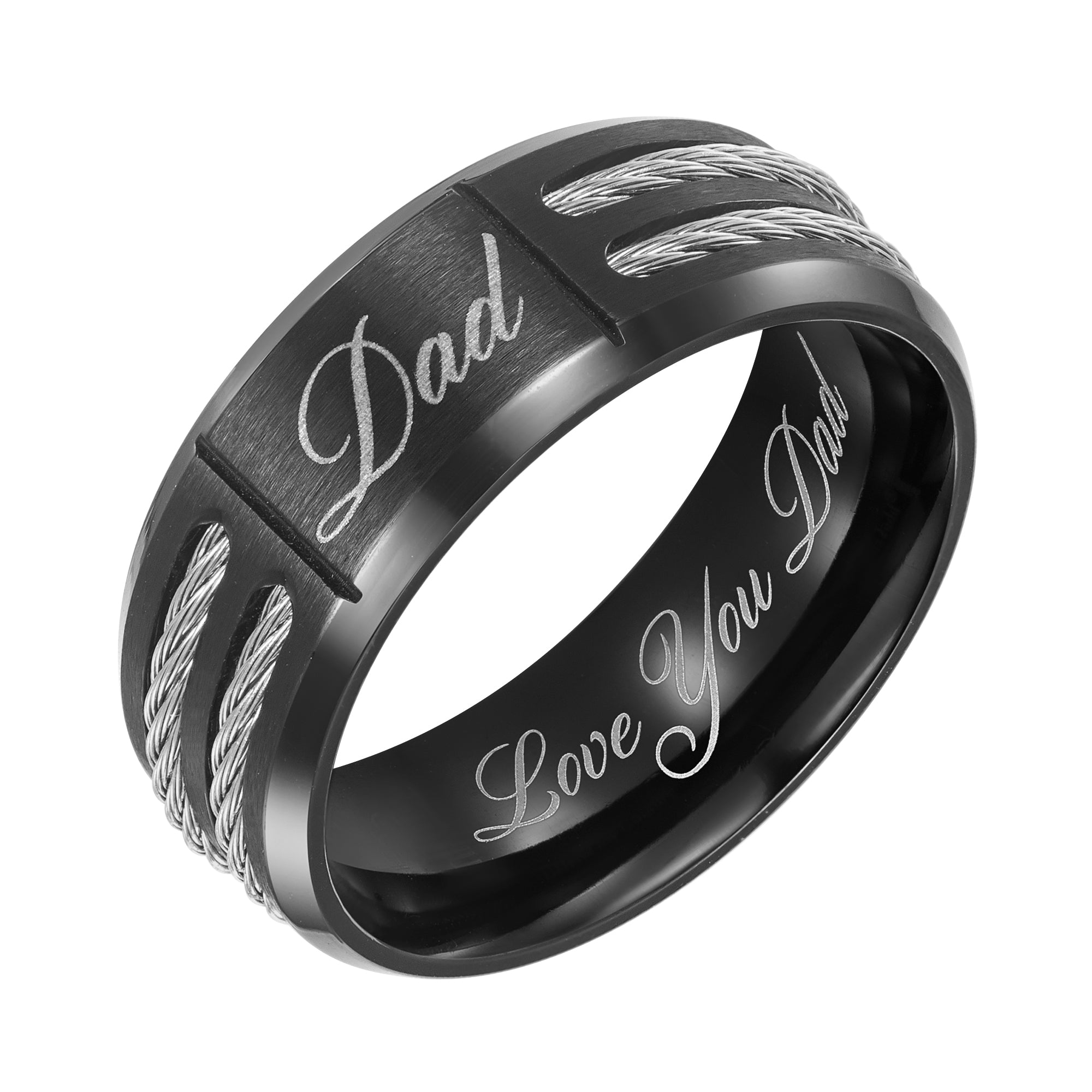 Mens Dad Ring Engraved Love You Dad