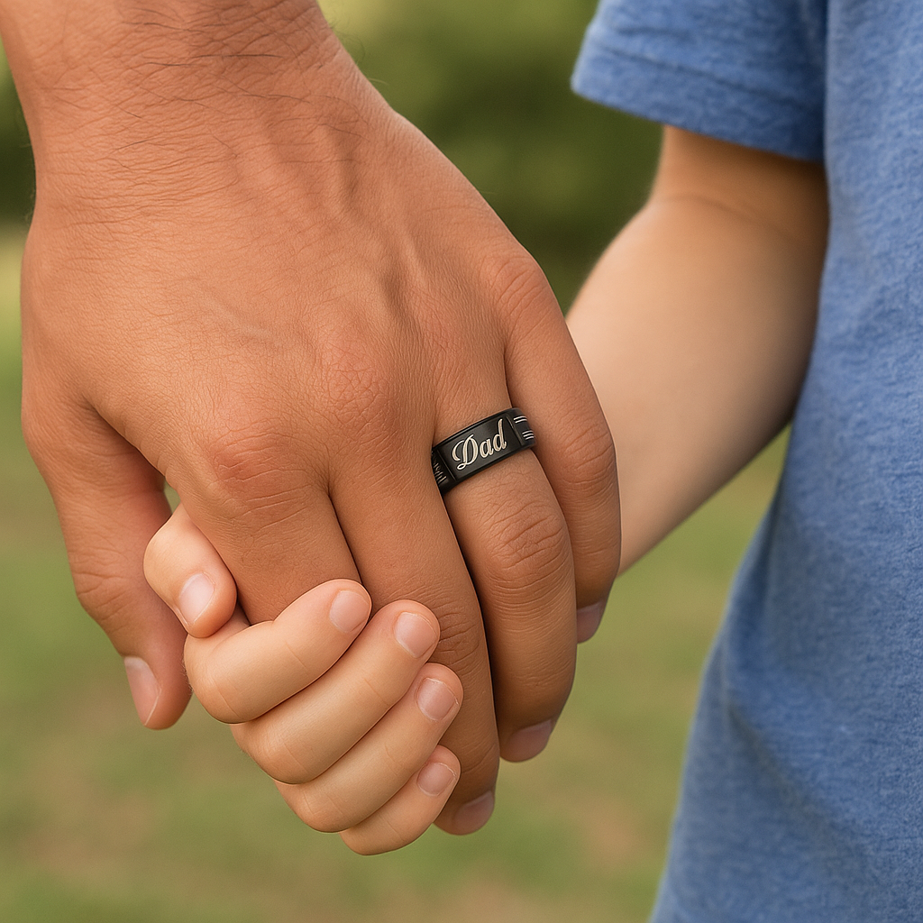 Mens Dad Ring Engraved Love You Dad