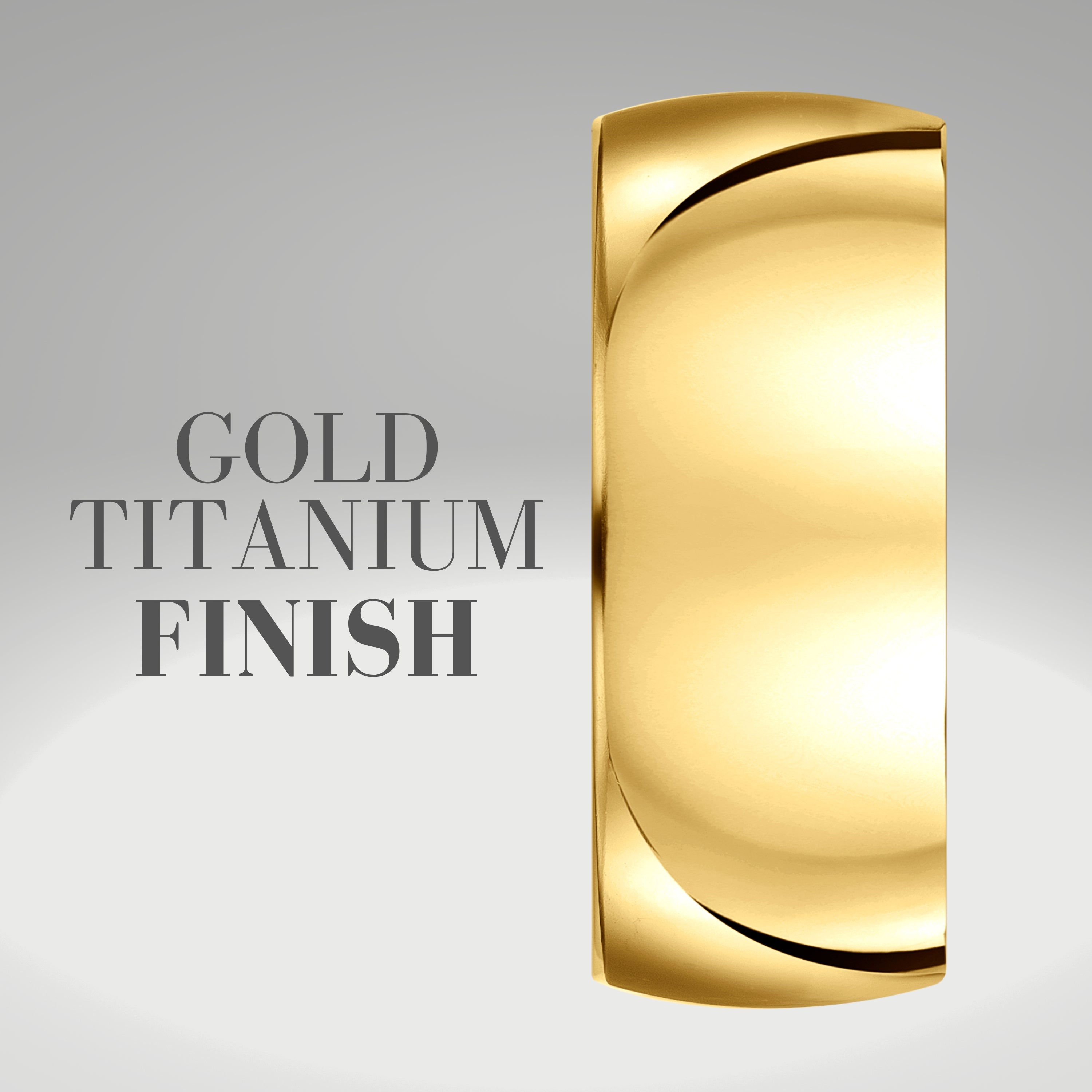 Mens 9mm Gold Titanium Ring Engraved I Love You