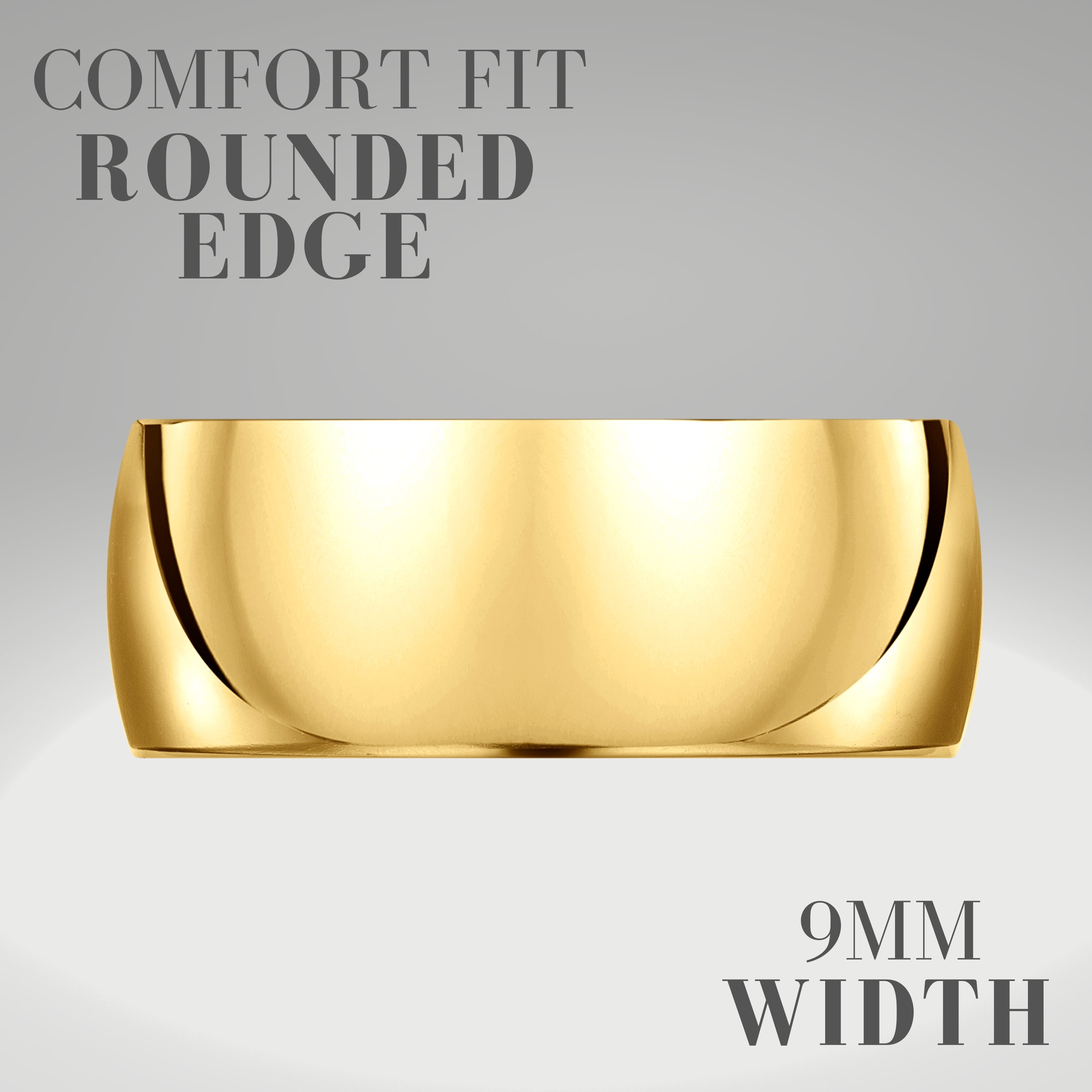 Mens 9mm Gold Titanium Ring Engraved I Love You