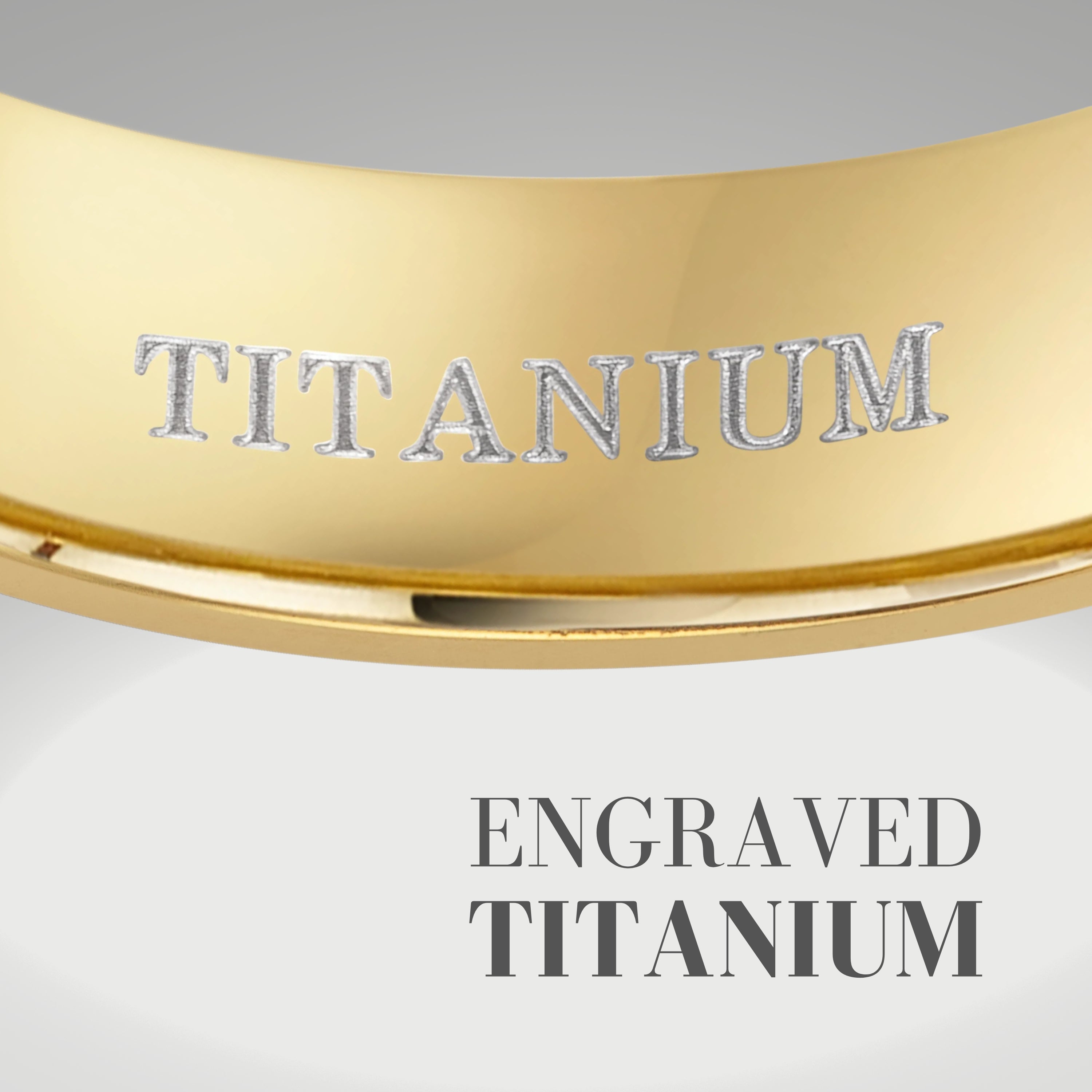 Mens 6mm Gold Titanium Ring Engraved I Love You