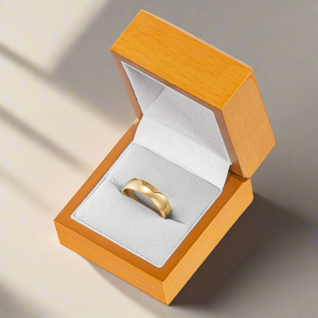 Mens 6mm Gold Titanium Ring Engraved I Love You