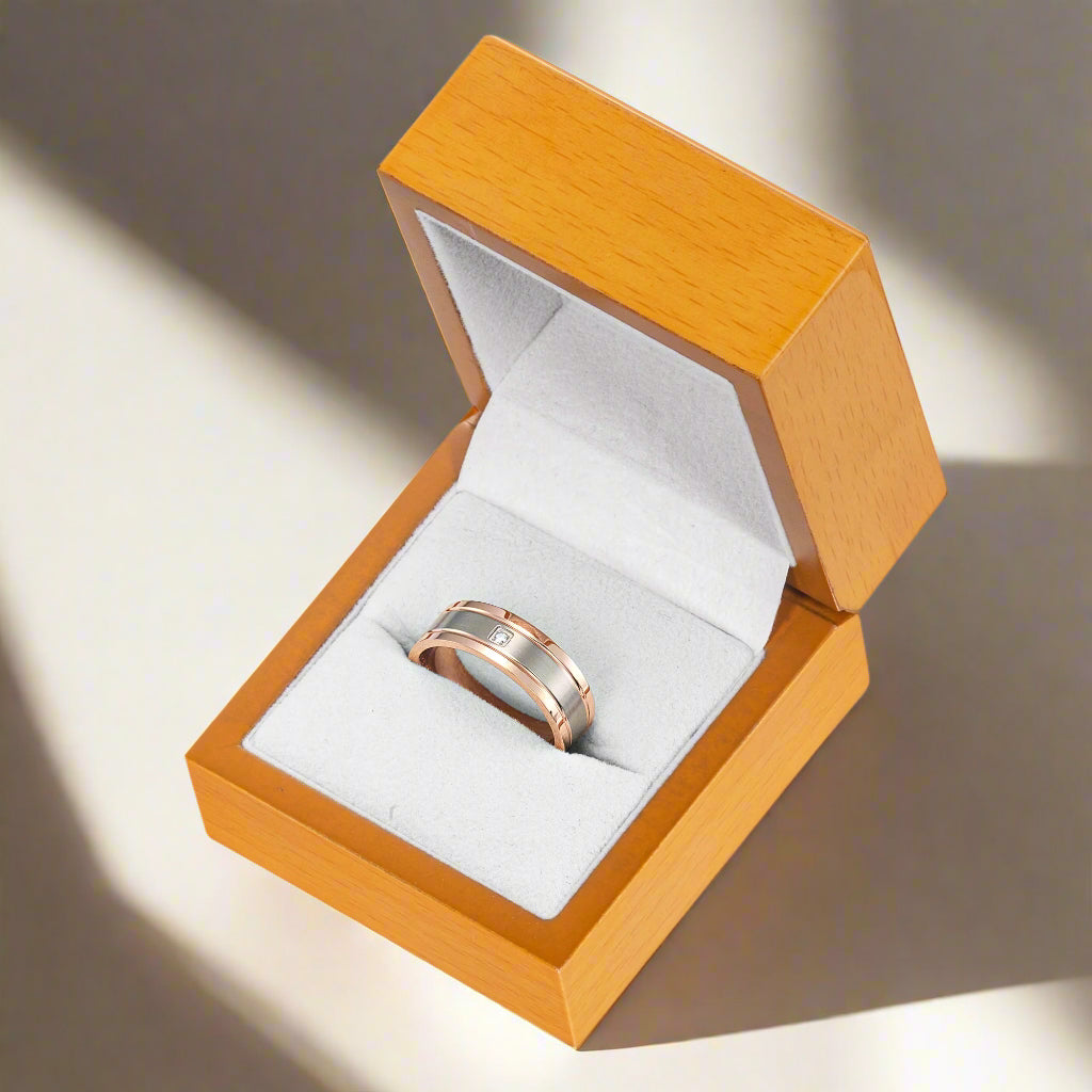 Mens Rose Gold Ring Engraved I Love You