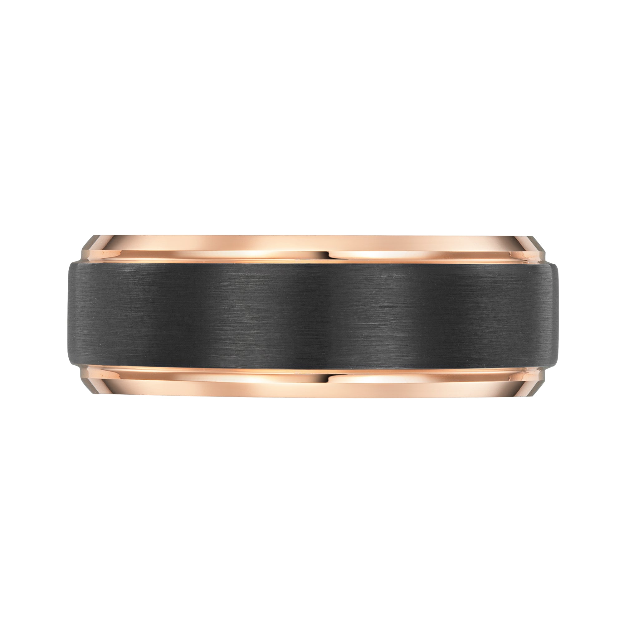 Willis Judd Mens Black Tungsten Ring Engraved I Love You in Wooden Gift Box 8mm Comfort Fit Rose Gold