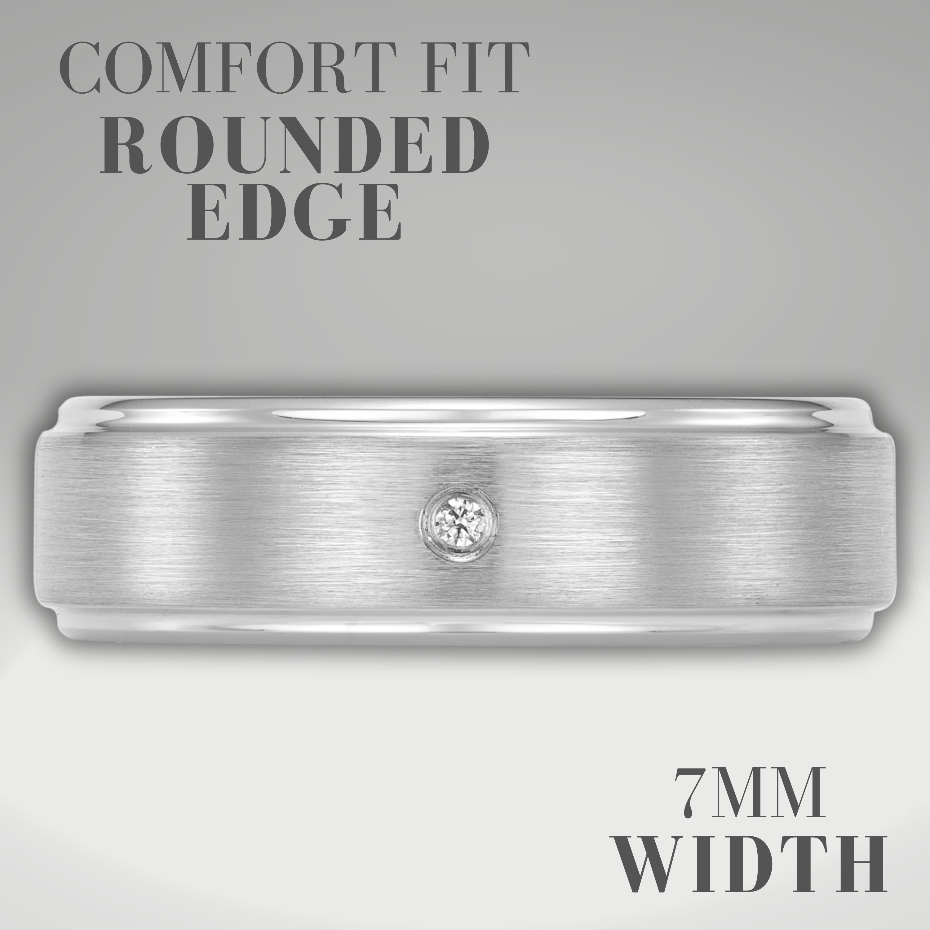 Willis Judd Mens Tungsten Ring CZ Stone Engraved I Love You in Wooden Gift Box 7mm