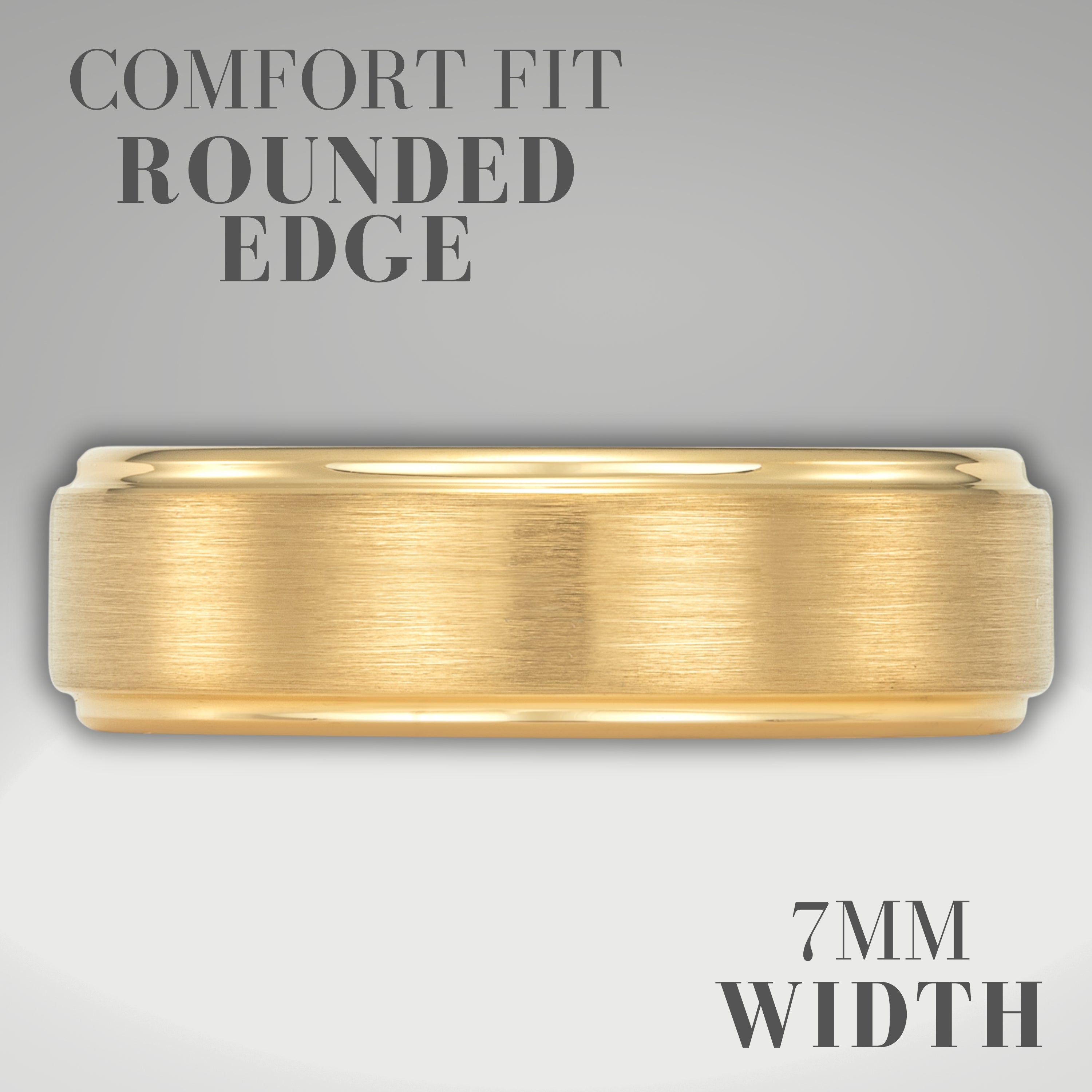 Willis Judd Mens Tungsten Gold Ring Engraved I Love You in Wooden Gift Box 7mm