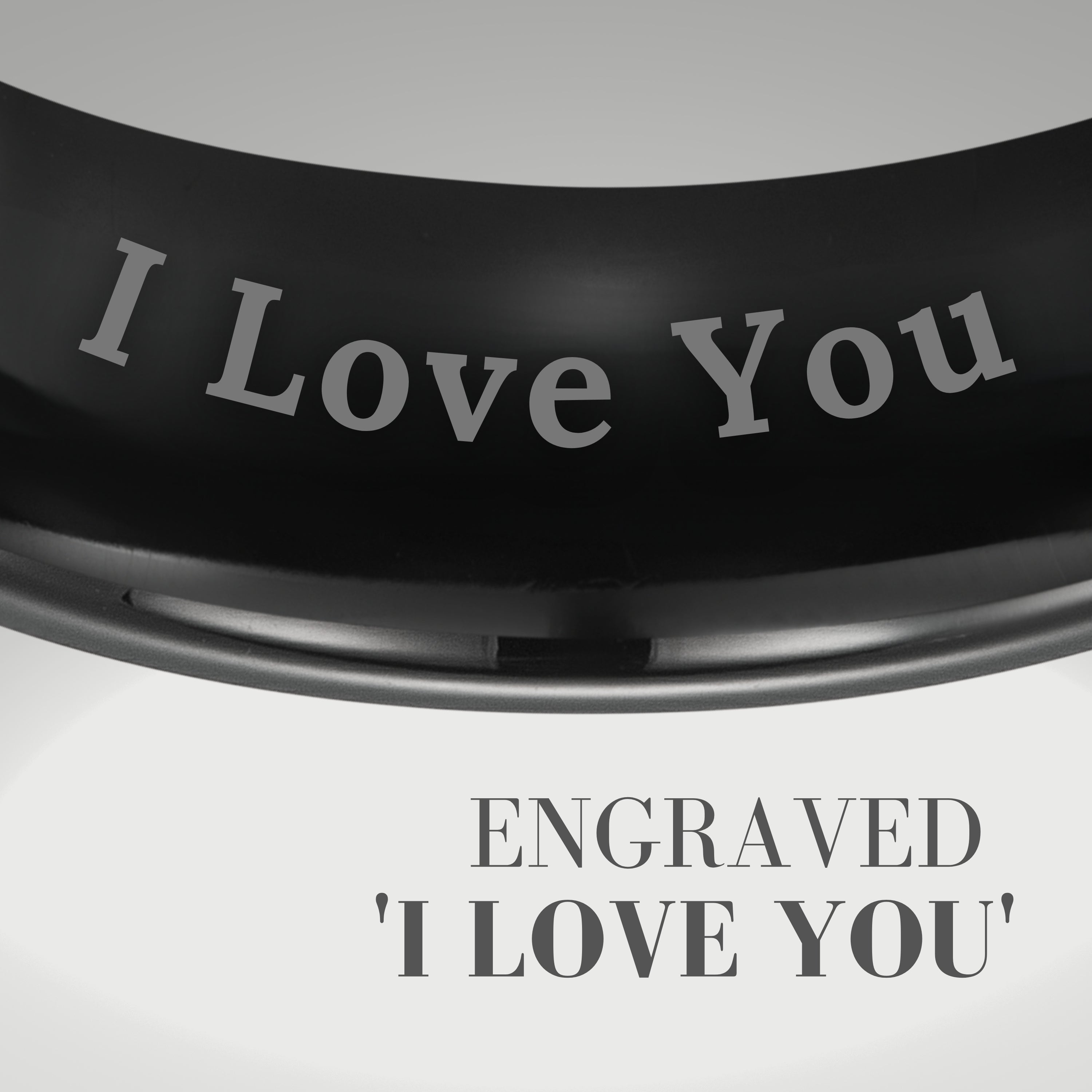 Willis Judd Mens Tungsten Ring Engraved I Love You in Wooden Gift Box 7mm Black Gold