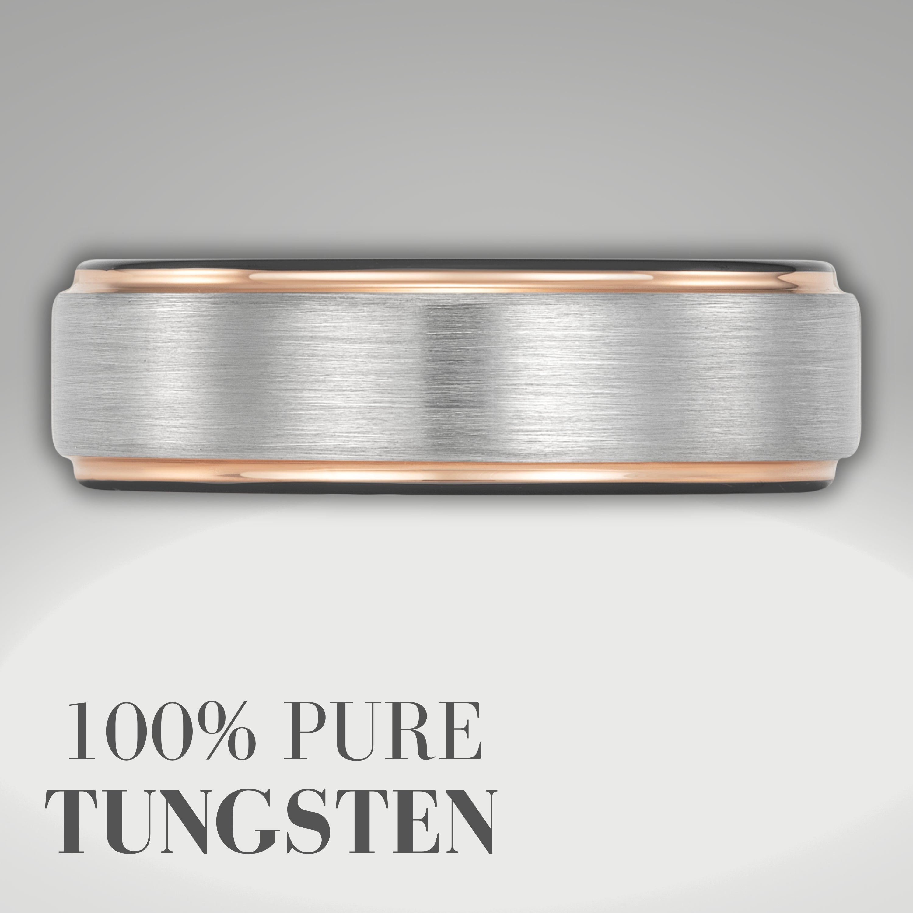 Willis Judd Mens Tungsten Ring Engraved I Love You in Wooden Gift Box 7mm Dark Silver