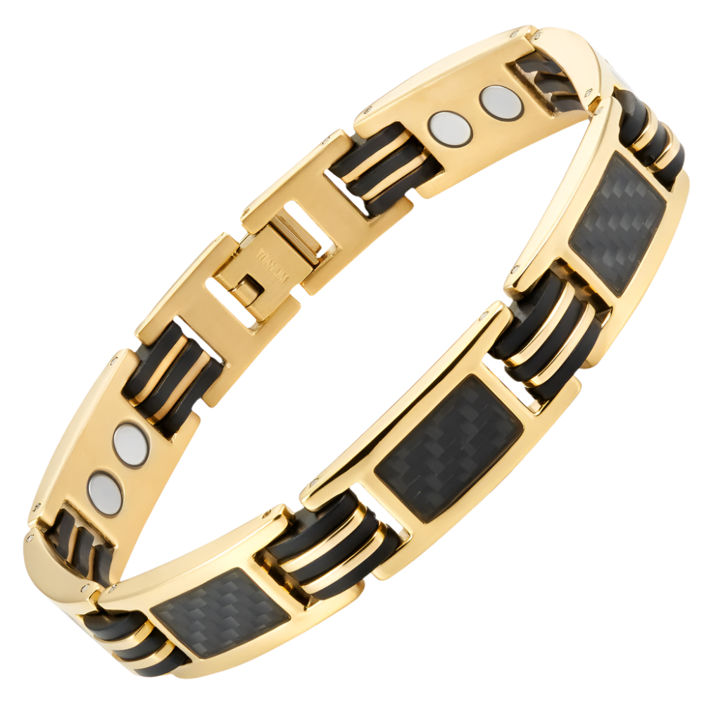 Mens Gold Titanium Bracelet Magnetic
