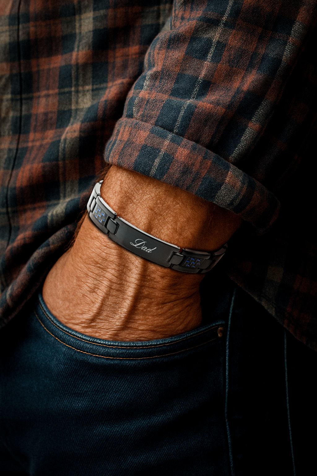Mens Dad Bracelet Etched Love You Dad by Willis Judd