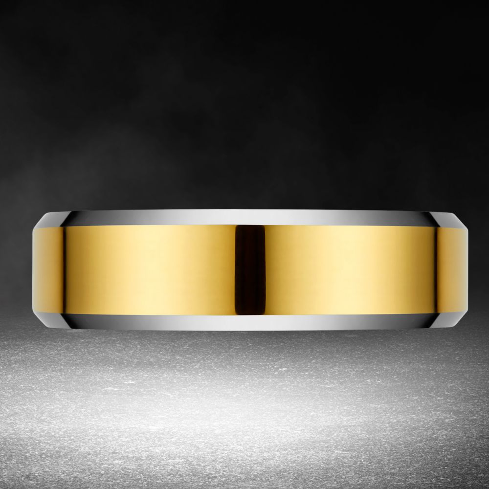 Mens Tungsten Two Tone Band Ring 7mm