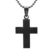 Mens Cross Black Carbon Fiber Pendant Necklace