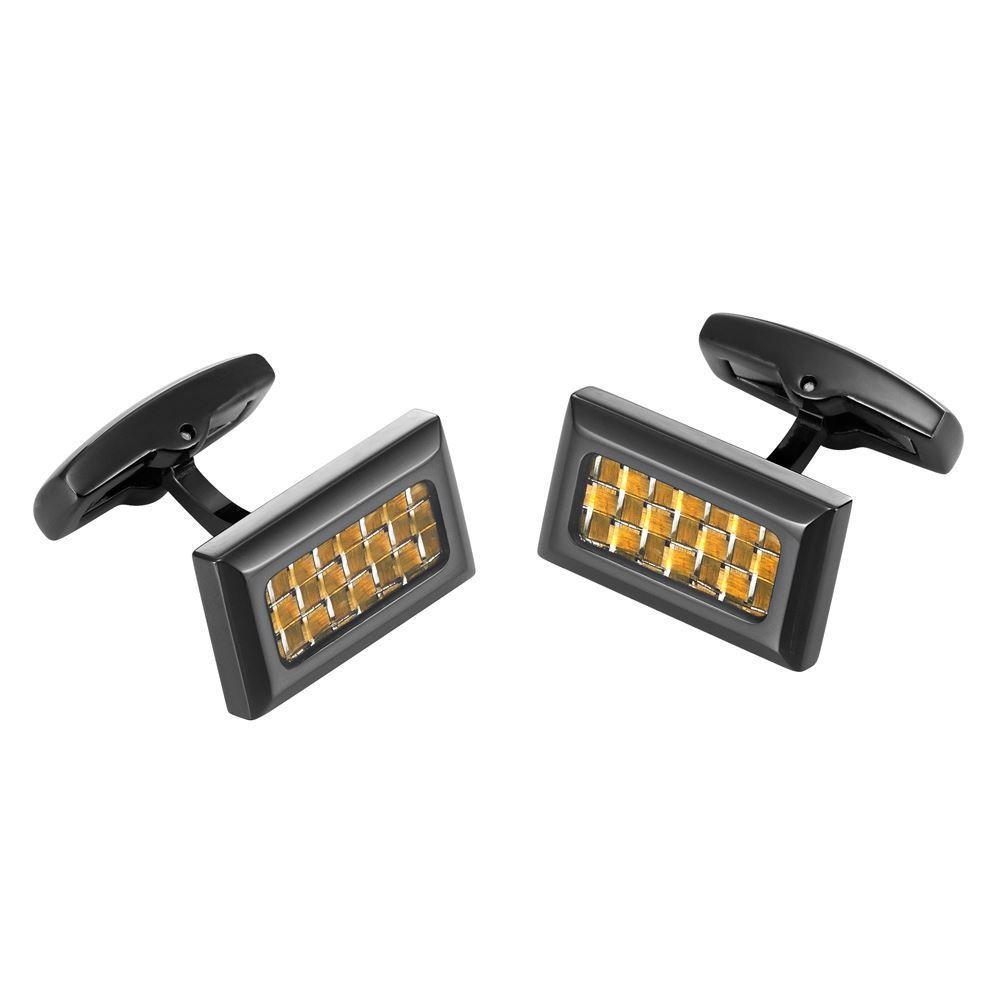 Willis Judd Men's Black Stainless Steel with Colored Carbon fibre Cufflinks with Gift Pouch