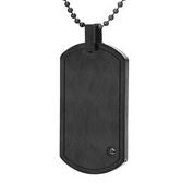 Mens Stainless Steel Black Carbon Fiber Pendant Necklace