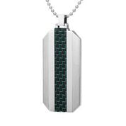Mens Stainless Steel Black Carbon Fiber Pendant Necklace